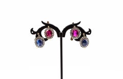 Art Deco Style Ruby White Rose Cut Diamond Yellow Gold Lever-Back Earrings