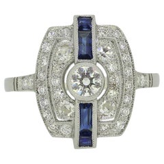 Bague de style Art déco en saphir et diamants