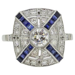 Art Deco Style Sapphire and Diamond Target Ring