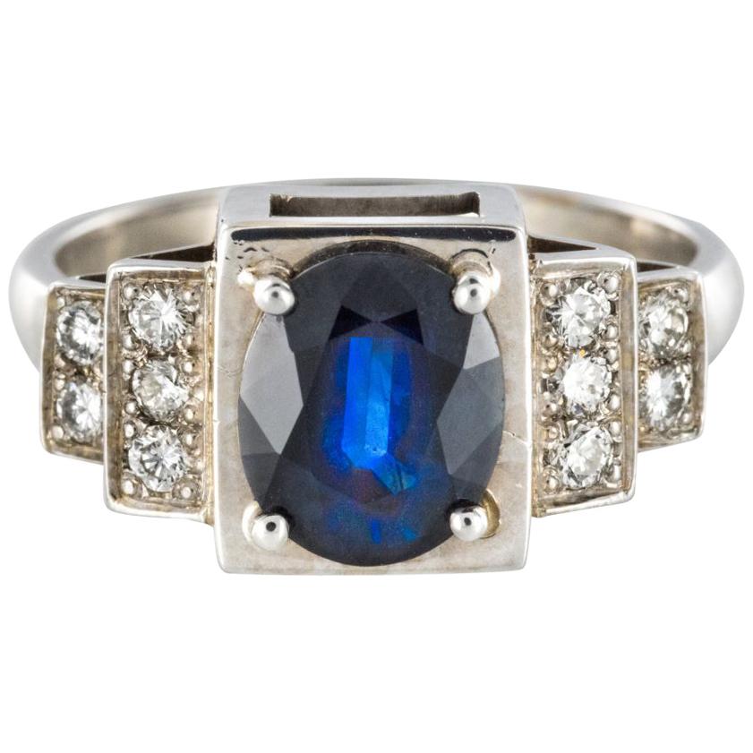 Art Deco Style Diamonds 18 Karat White Gold Ring For Sale at 1stDibs