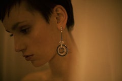 Art Deco Style Sapphire Diamond Platinum Earrings