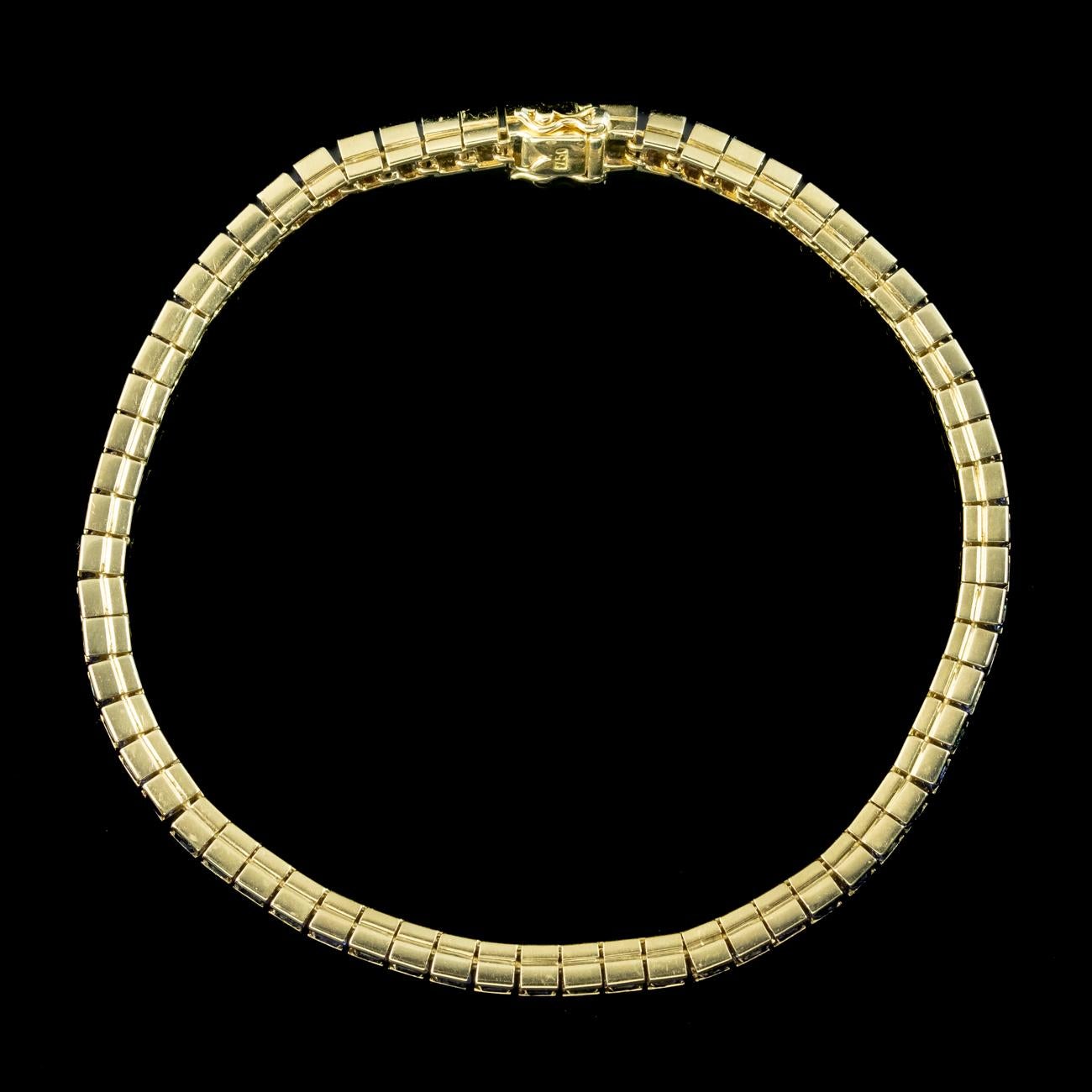 Saphir-Tennisarmband im Art déco-Stil aus 18 Karat Gold mit insgesamt 6,5 Karat im Zustand „Gut“ im Angebot in Kendal, GB