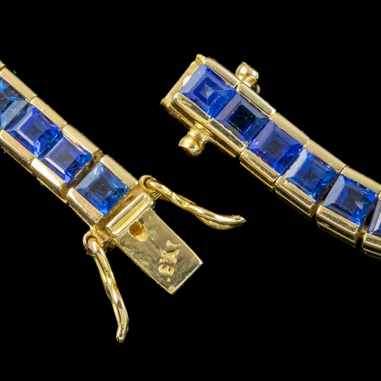 Art Deco Style Sapphire Tennis Bracelet 18ct Gold 6.5ct Total For Sale 1