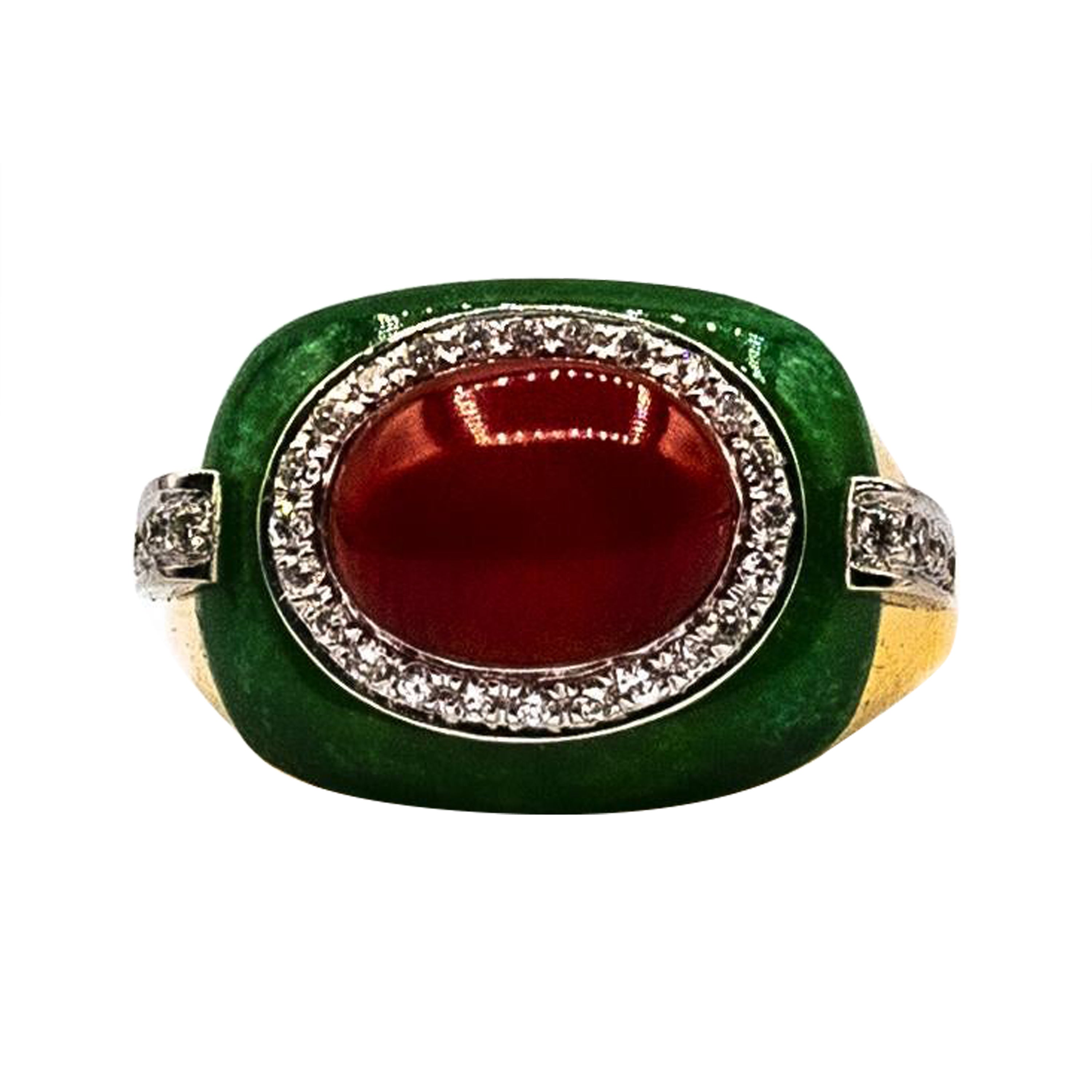 For any problems related to some materials contained in the items that do not allow shipping, please contact the seller with a private message to solve the problem.
We can ship every piece of our 1stdibs catalog worldwide.

This Ring is made of 14K