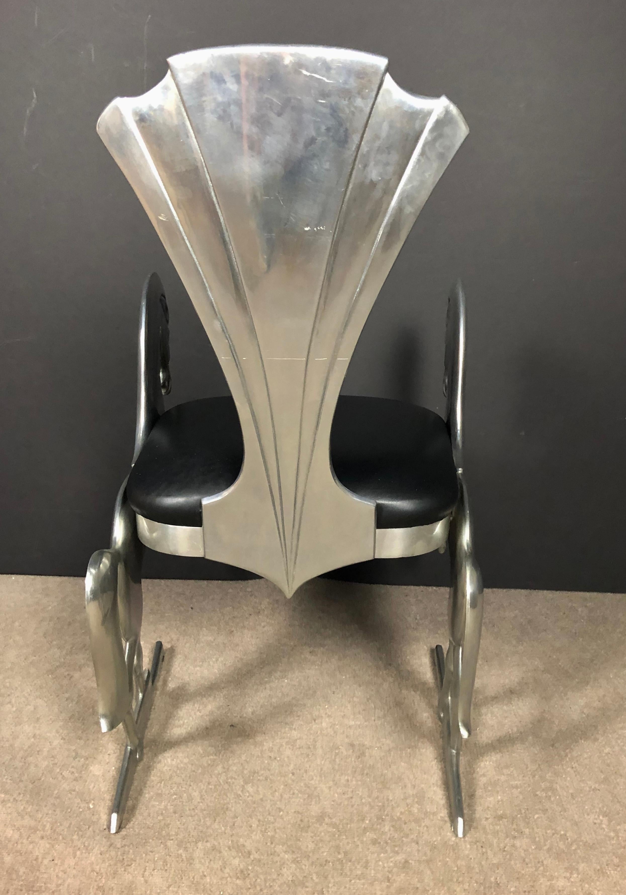 American Whimsical Aluminum Chair With Full Bodied Horses For Sale
