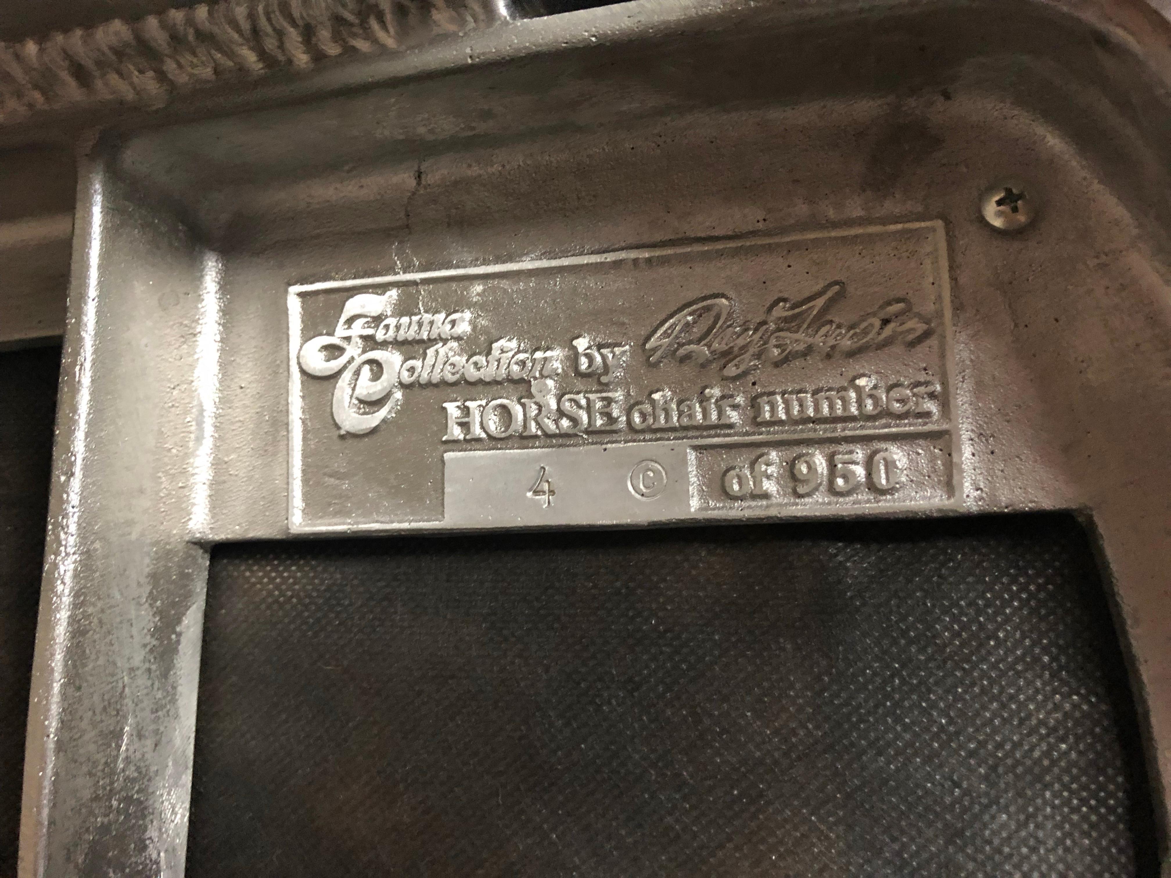 Whimsical Aluminum Chair With Full Bodied Horses In Good Condition For Sale In Norwood, NJ