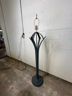 Art Deco Style Sculptural Metal Floor Lamp with Verdigris Patina, 1970's
