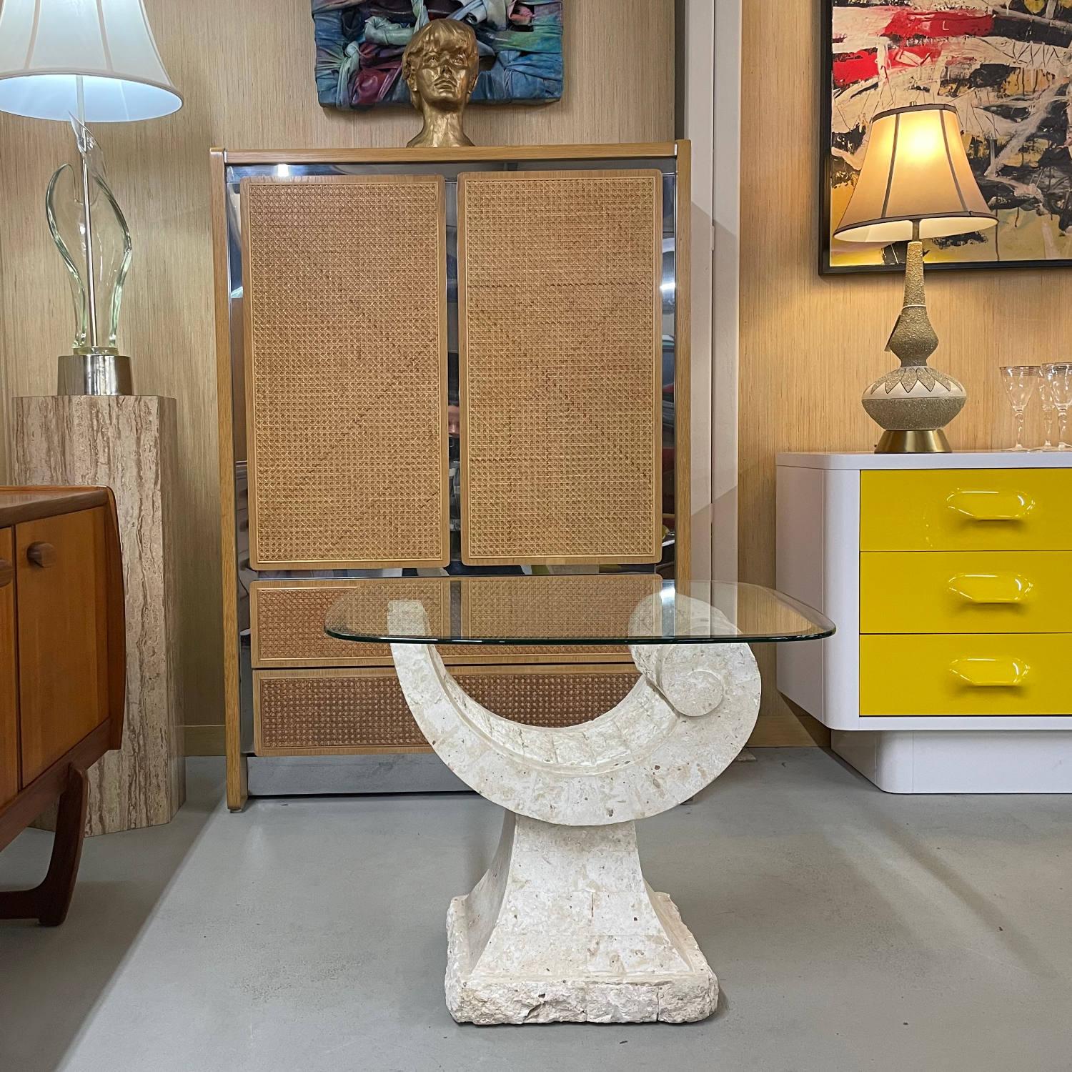 Post-Modern Art Deco Style Sculptural Post Modern Arched Tessellated Stone Cocktail Table For Sale