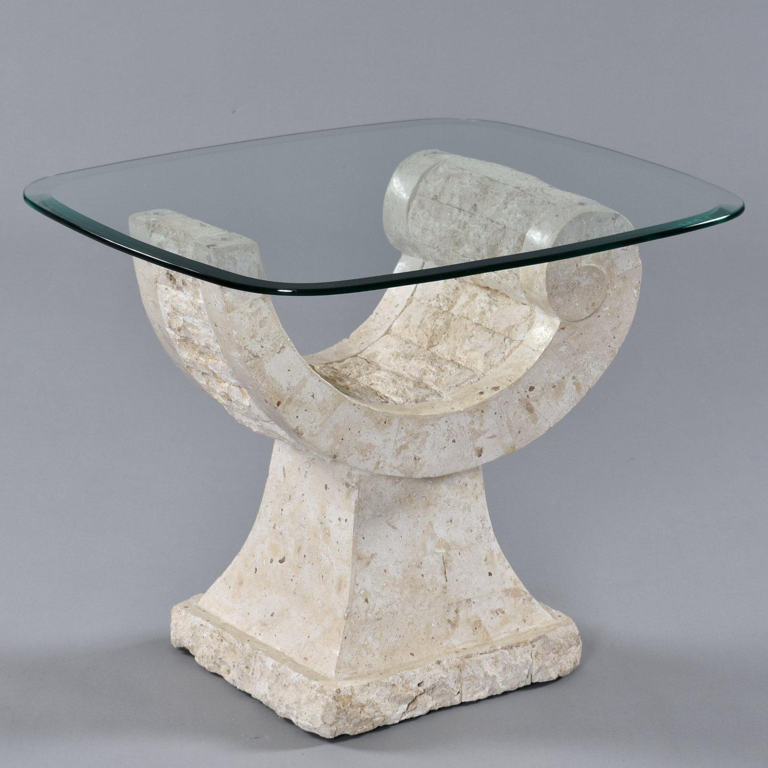 Philippine Art Deco Style Sculptural Post Modern Arched Tessellated Stone Cocktail Table For Sale