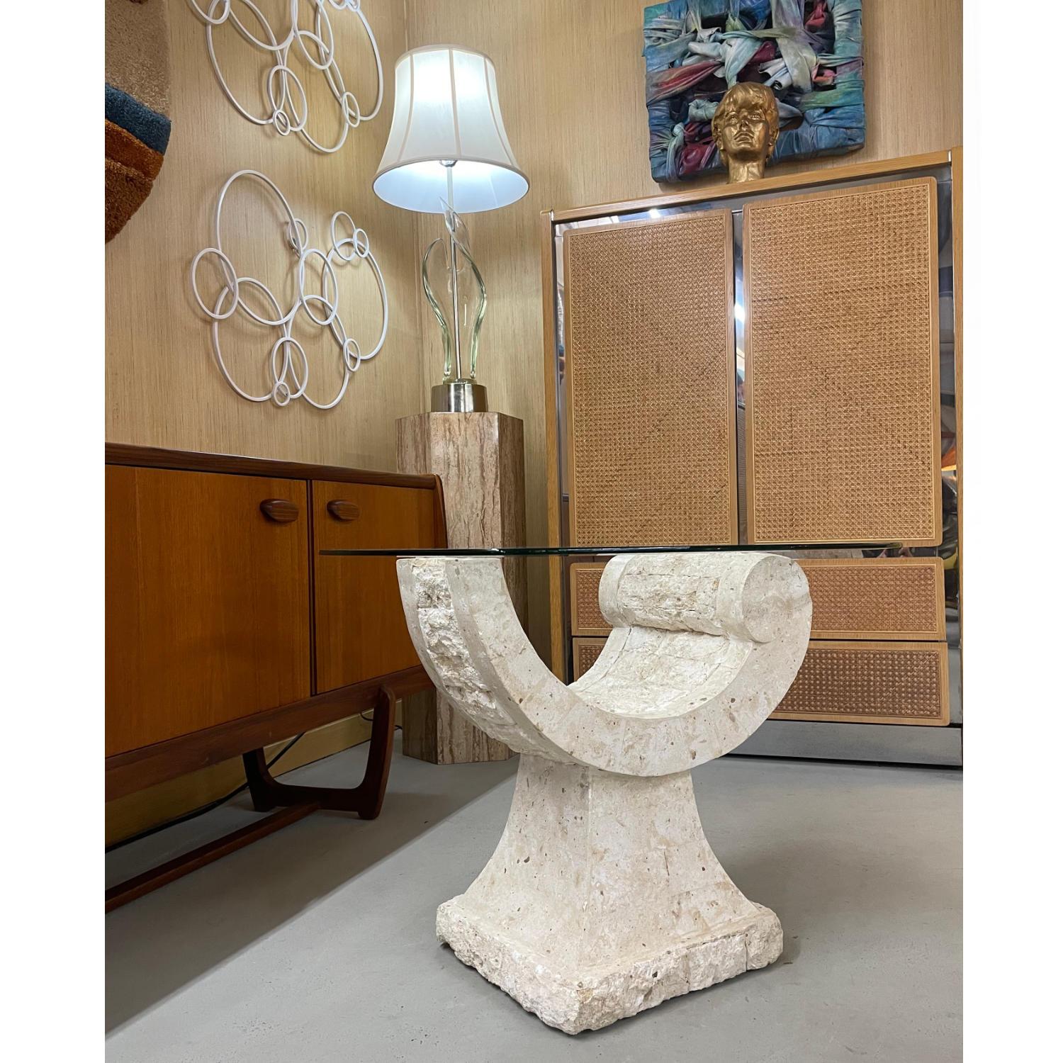 Art Deco Style Sculptural Post Modern Arched Tessellated Stone Cocktail Table In Excellent Condition For Sale In Chattanooga, TN