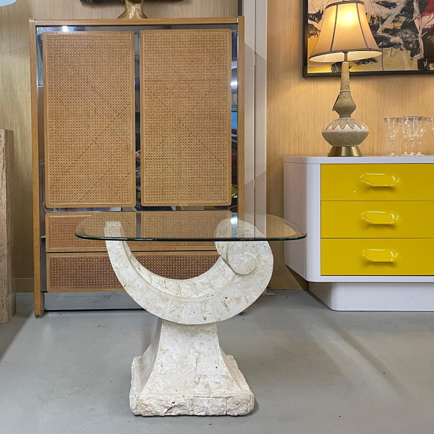 Late 20th Century Art Deco Style Sculptural Post Modern Arched Tessellated Stone Cocktail Table For Sale