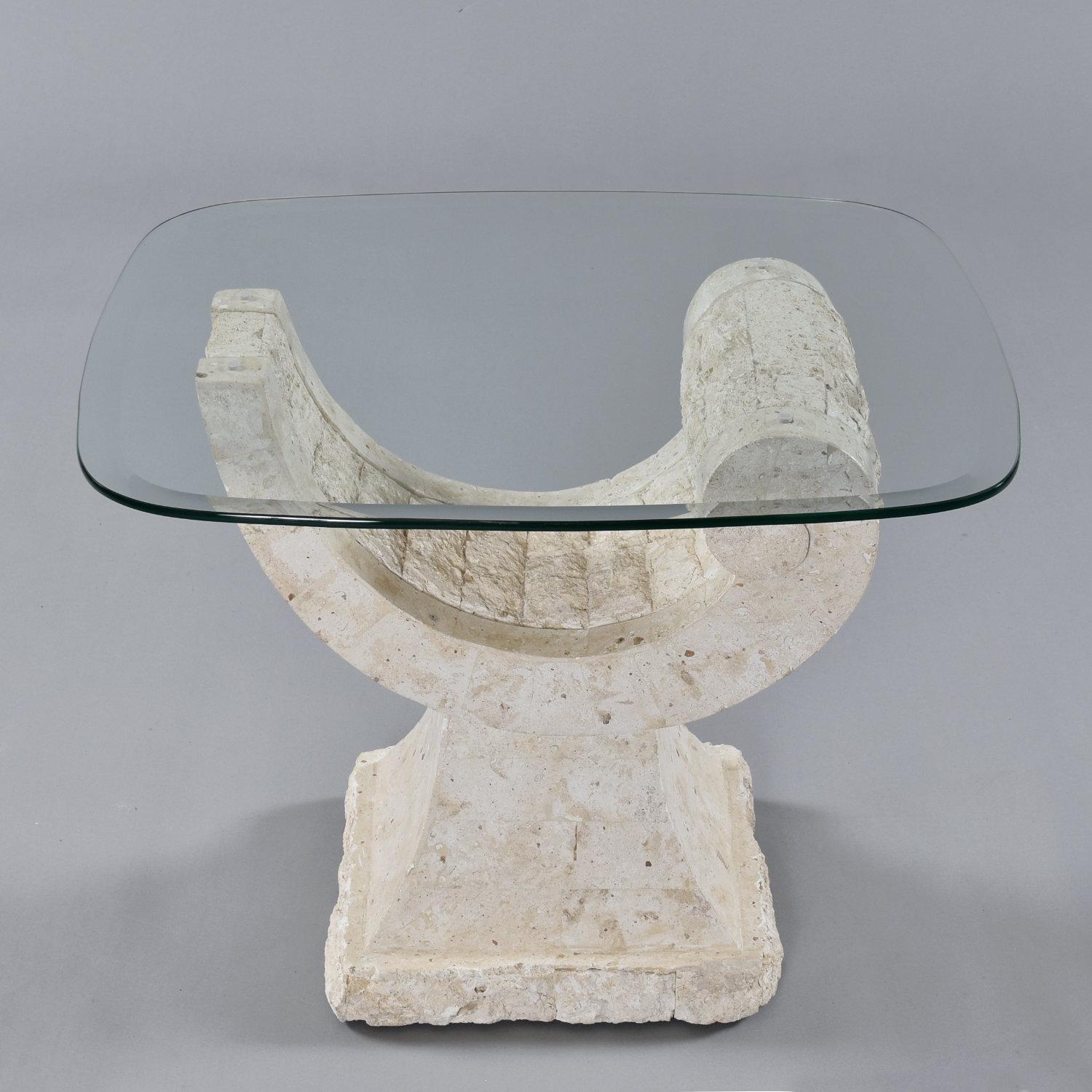 Art Deco Style Sculptural Post Modern Arched Tessellated Stone Cocktail Table For Sale 1