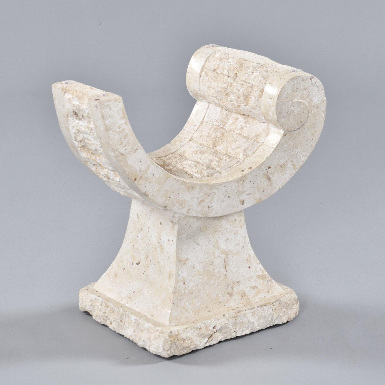 Art Deco Style Sculptural Post Modern Arched Tessellated Stone Cocktail Table For Sale 2