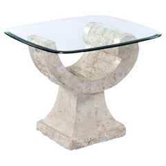 Mesa de Cóctel de Piedra Tesselada en Arco de Estilo Art Decó Escultórico Postmoderno