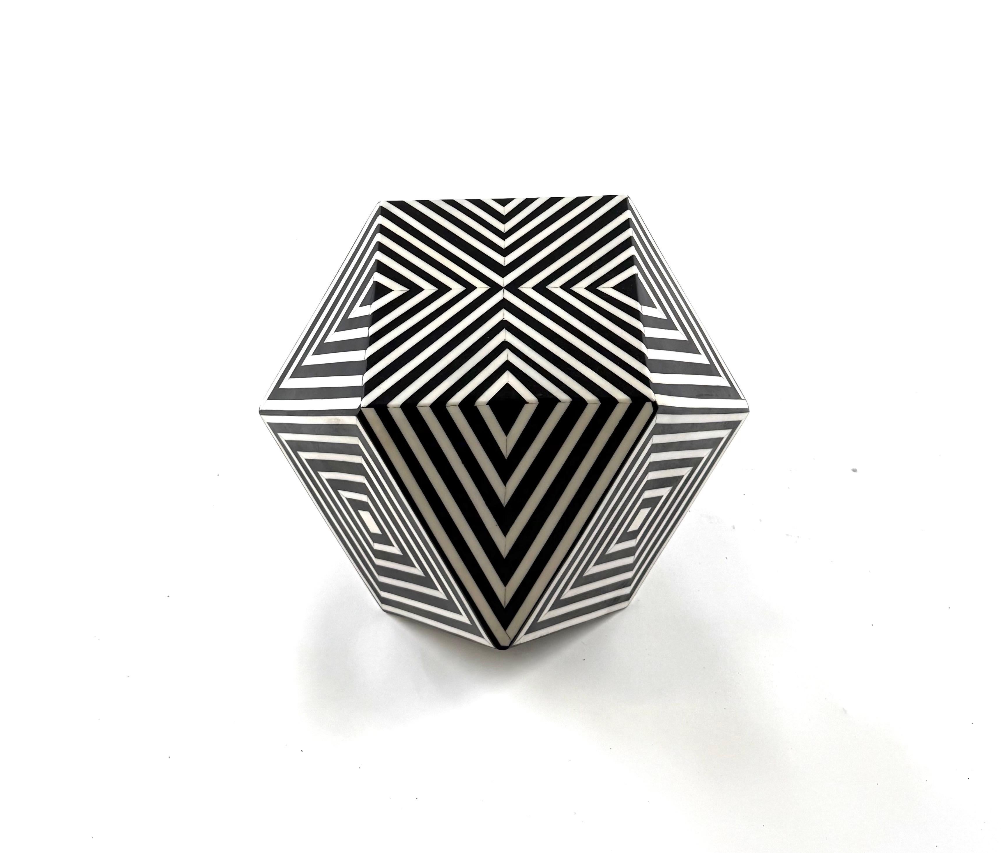 Art Deco Style Sculptural Resin Black and White Side or End Table, a Pair For Sale 8
