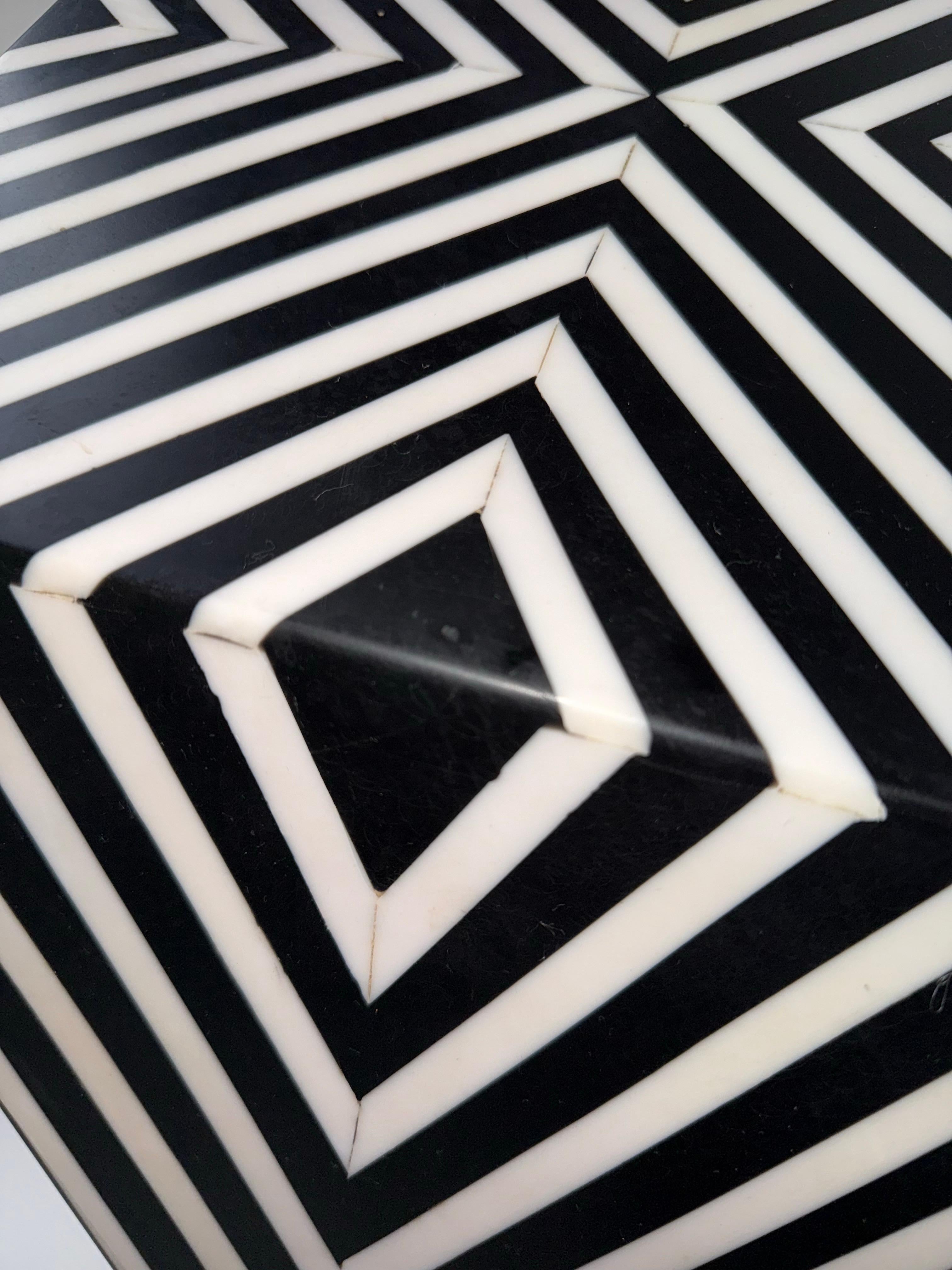 Art Deco Style Sculptural Resin Black and White Side or End Table, a Pair For Sale 9