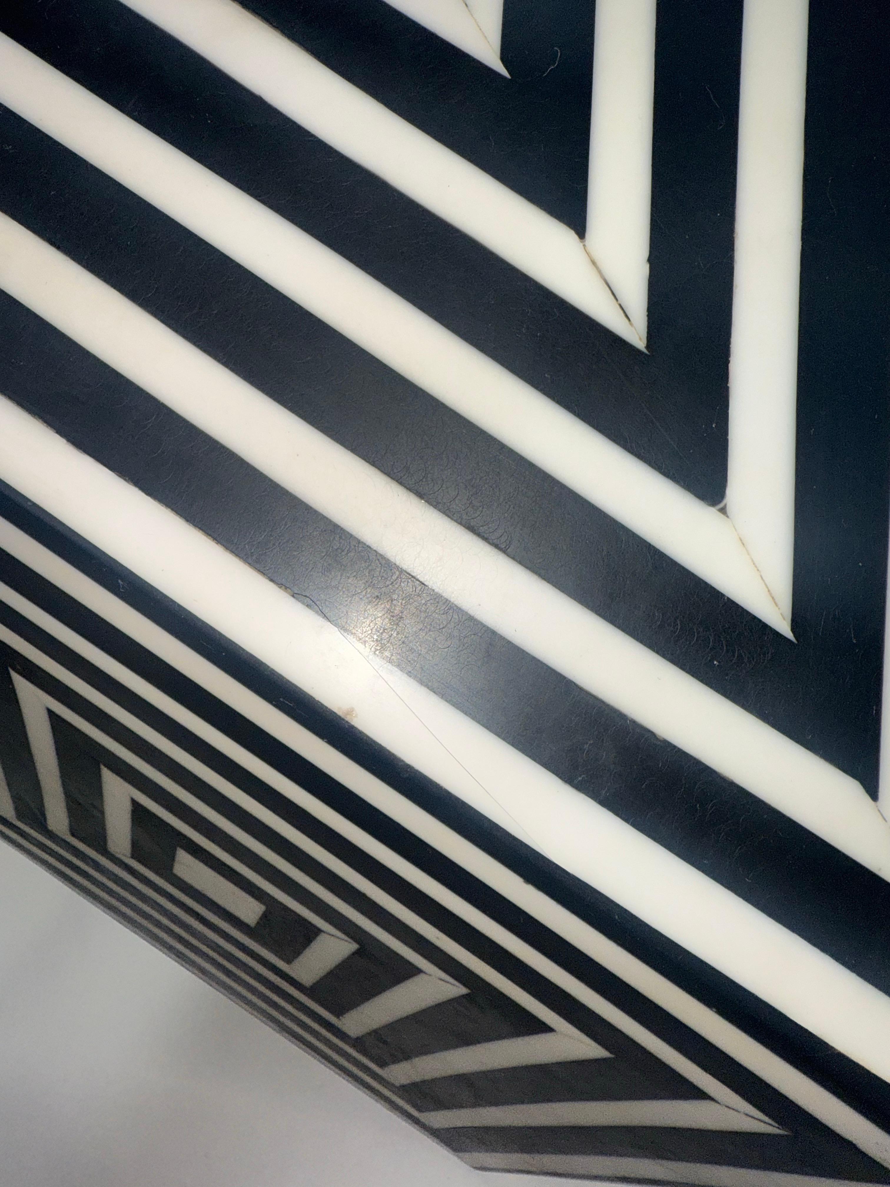 Art Deco Style Sculptural Resin Black and White Side or End Table, a Pair For Sale 11