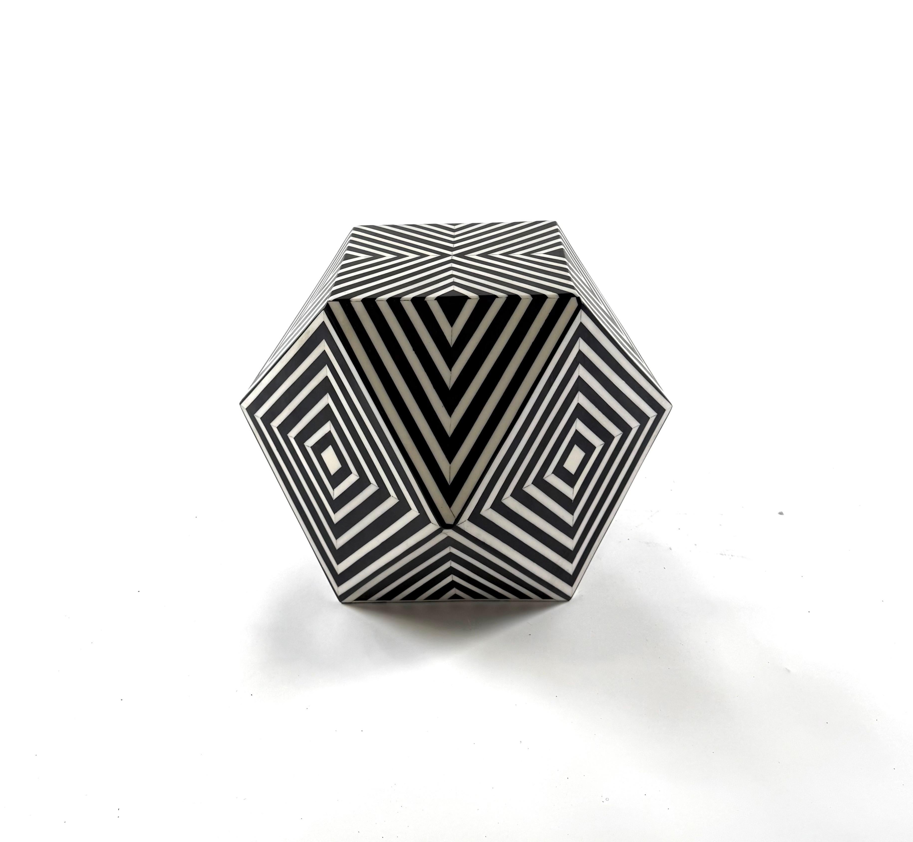 Art Deco Style Sculptural Resin Black and White Side or End Table, a Pair For Sale 2