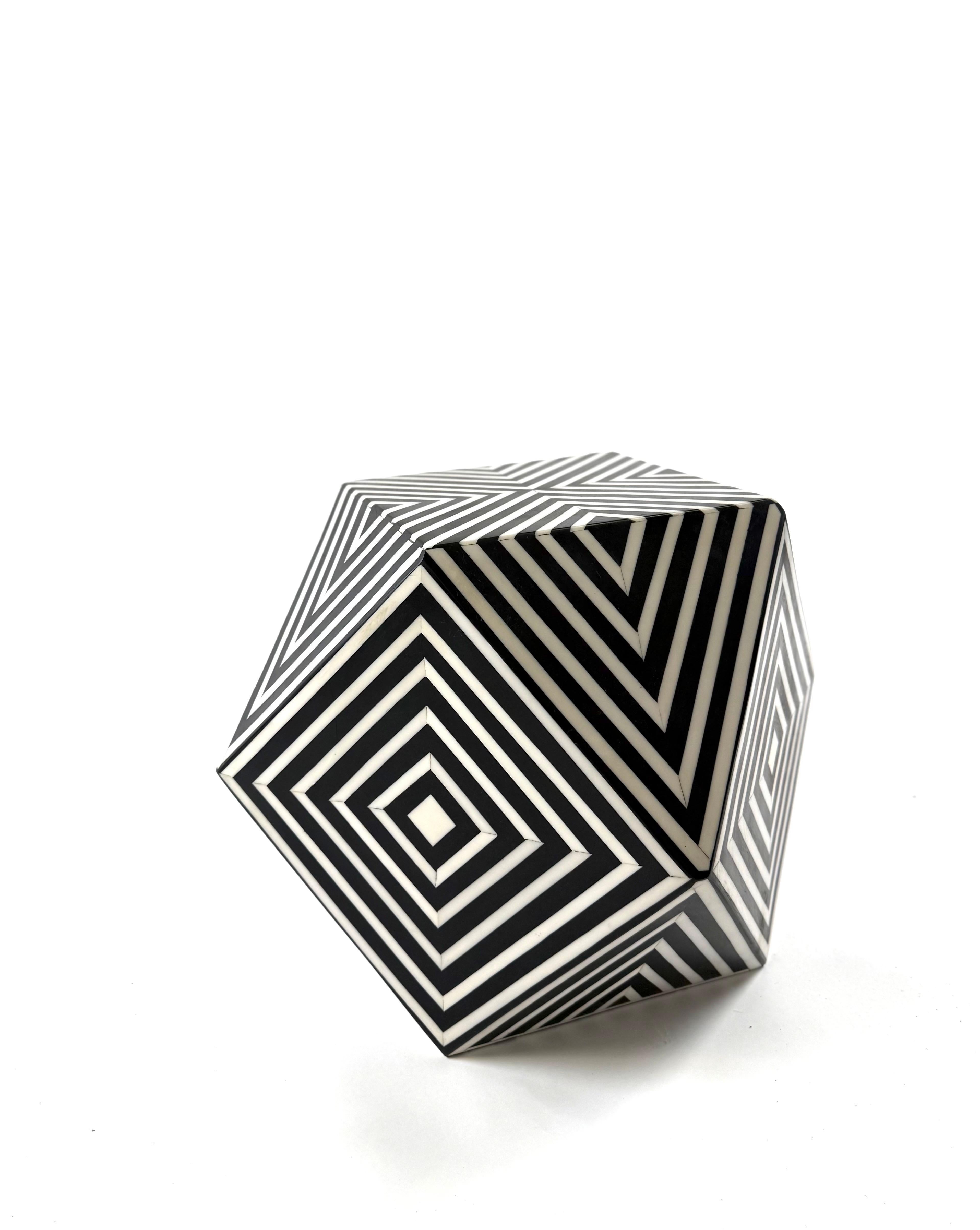 Art Deco Style Sculptural Resin Black and White Side or End Table, a Pair For Sale 3