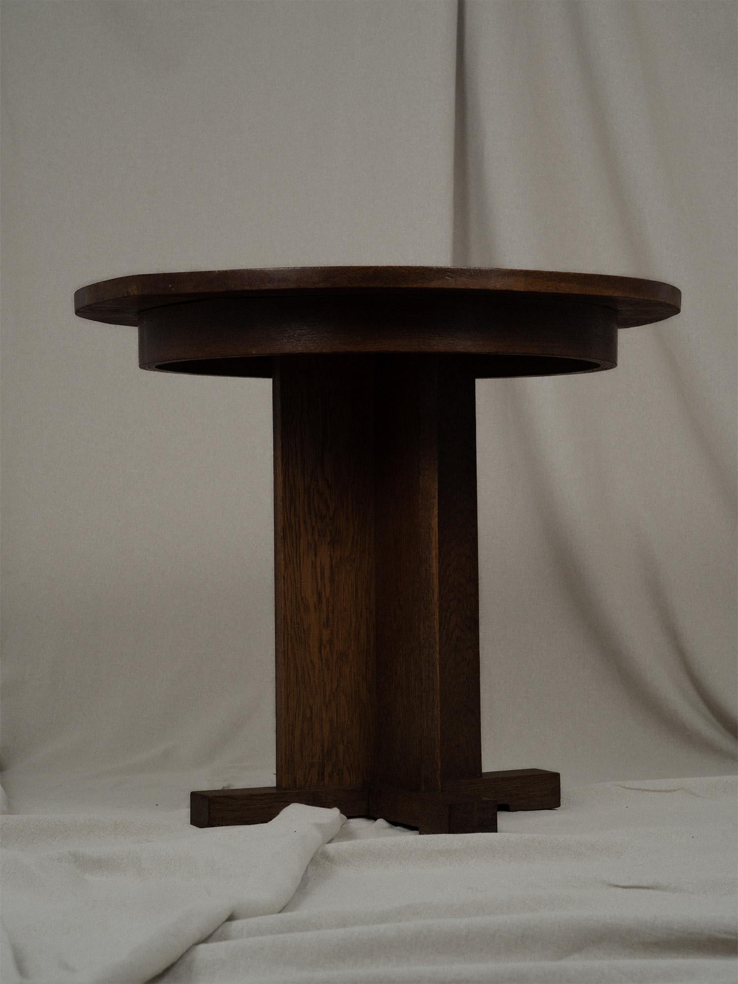 Art deco style Sculptural round wooden side Table For Sale 1