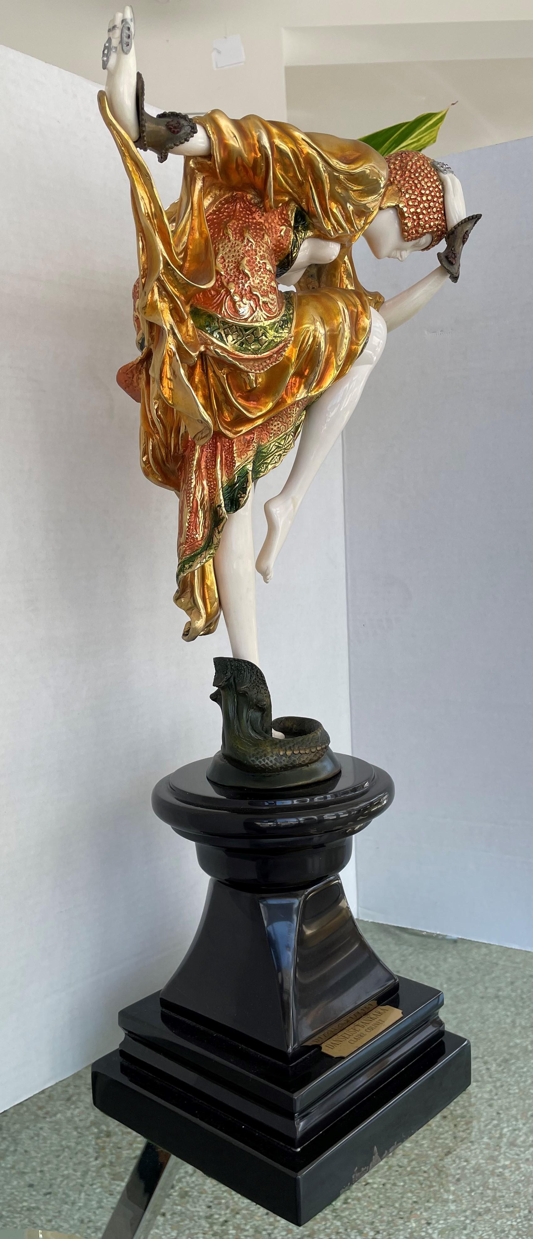 Carved Art Deco Style Sculpture After Claire R. Colinet