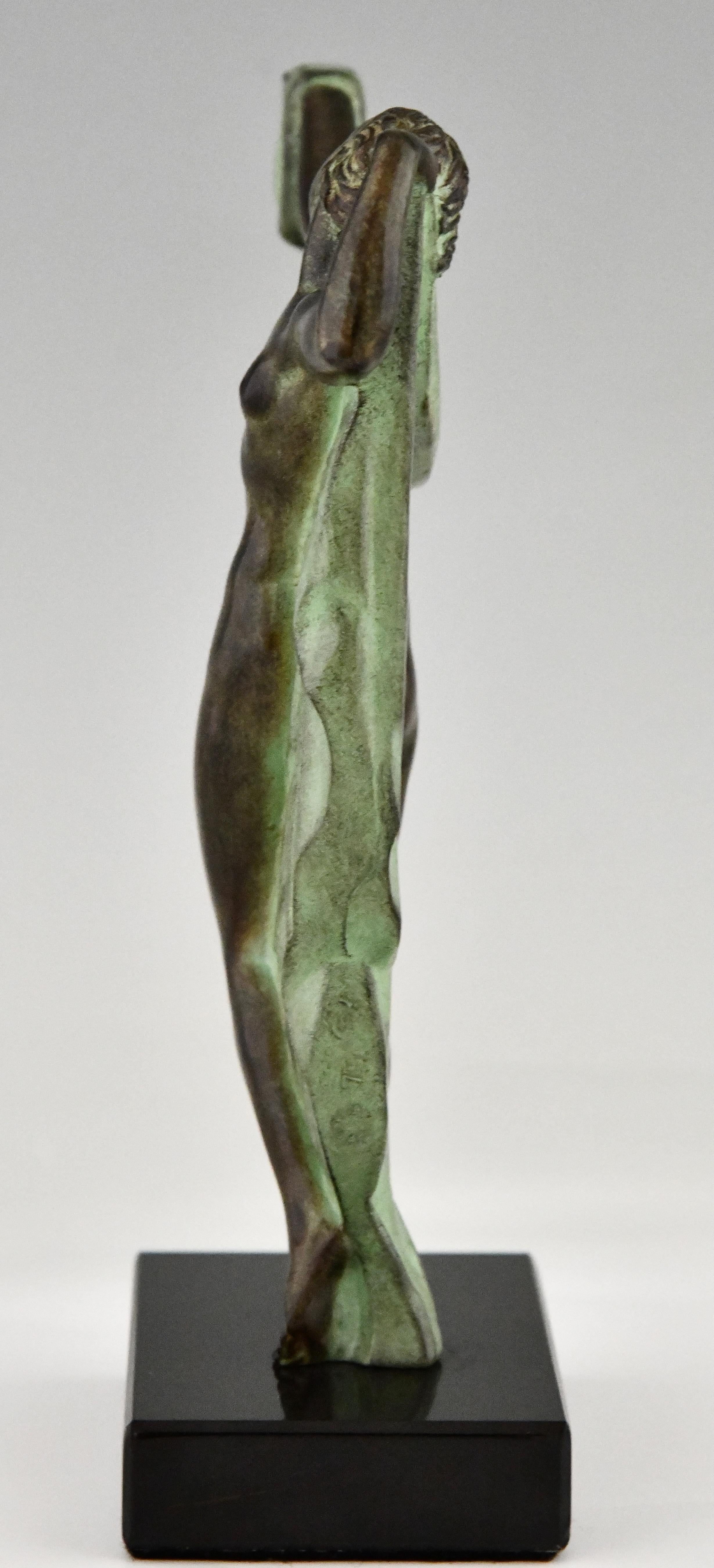Metal Art Deco style Sculpture Bathing Nude VENUS by Fayral Max Le Verrier For Sale