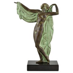 Scultura in stile Art Deco che fa il bagno al nudo VENERE di Max Le Verrier