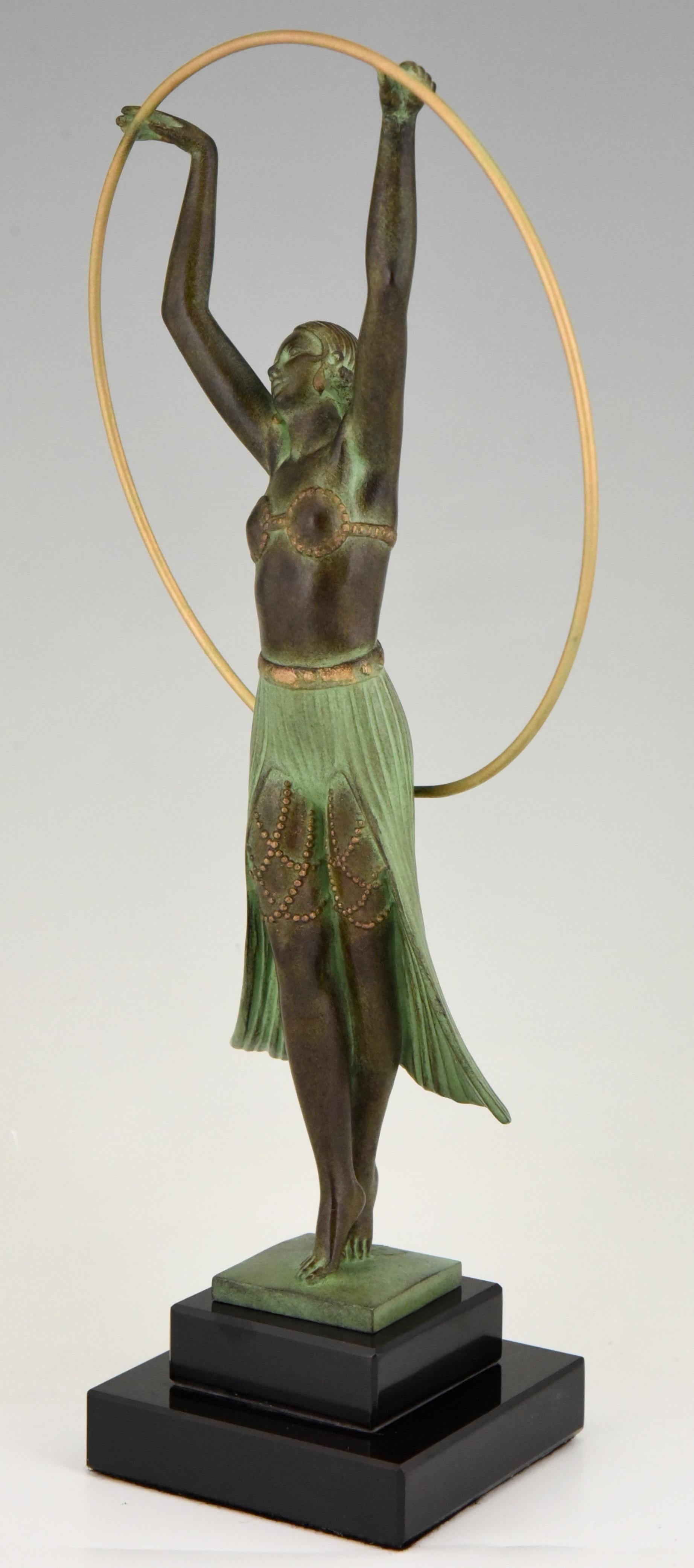 Contemporary Art Deco style Sculpture BAYADERE Hoop Dancer by Charles for Max Le Verrier For Sale