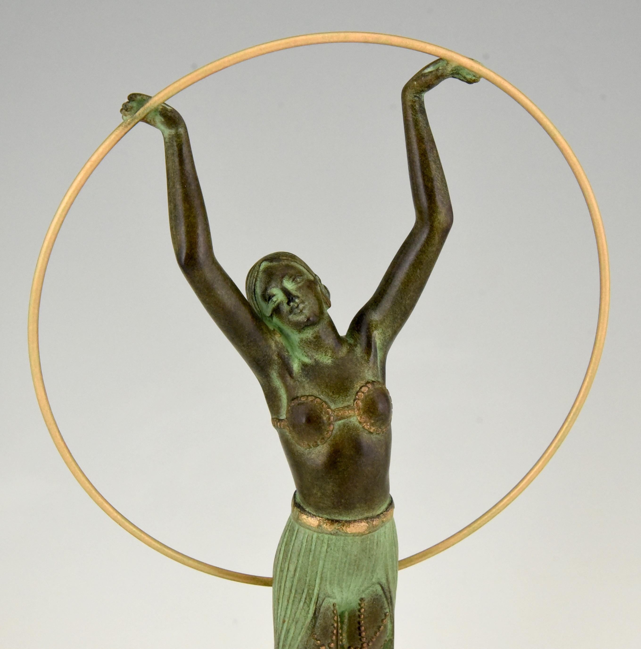 Marble Art Deco style Sculpture BAYADERE Hoop Dancer by Charles for Max Le Verrier For Sale