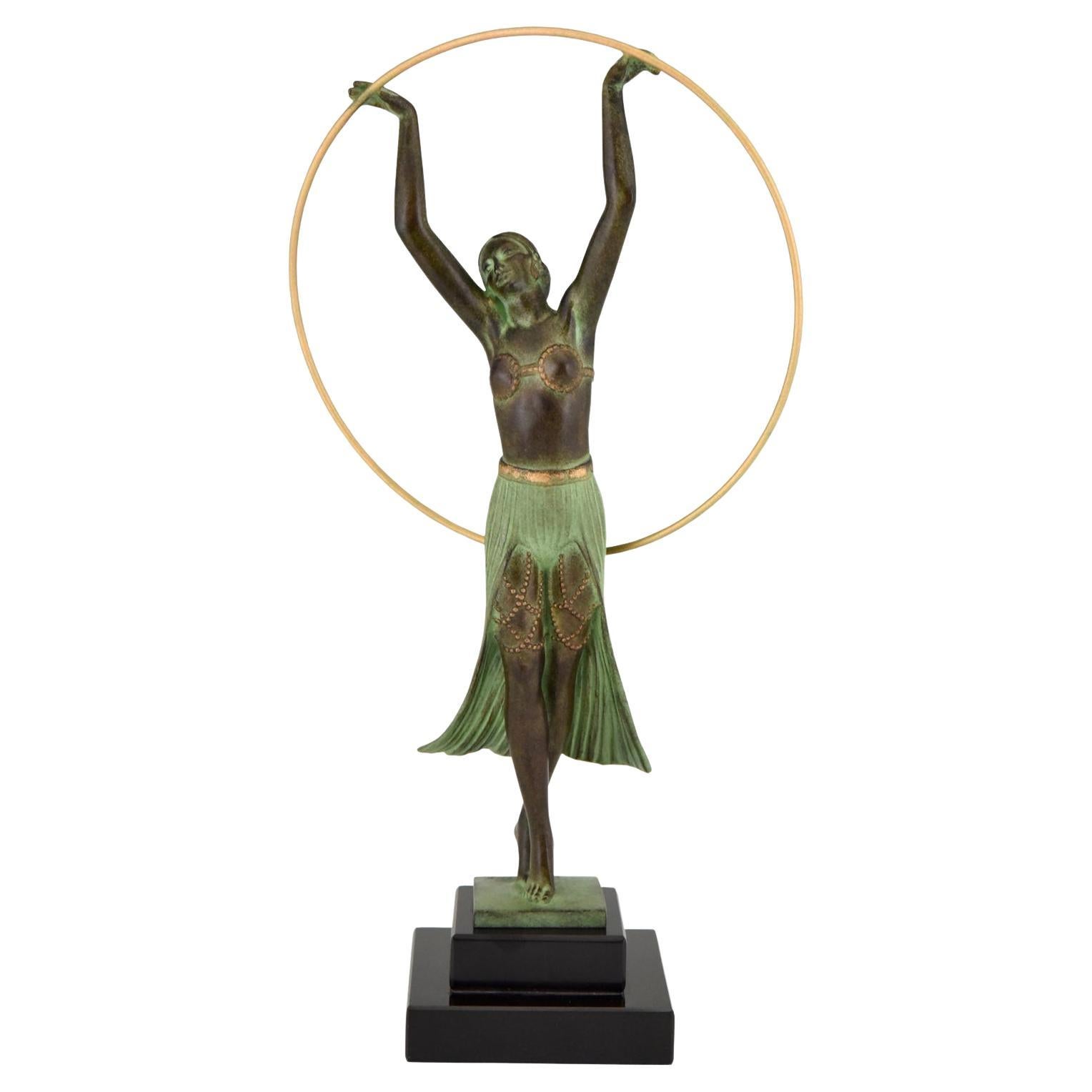 Art Deco style Sculpture BAYADERE Hoop Dancer by Charles for Max Le Verrier For Sale