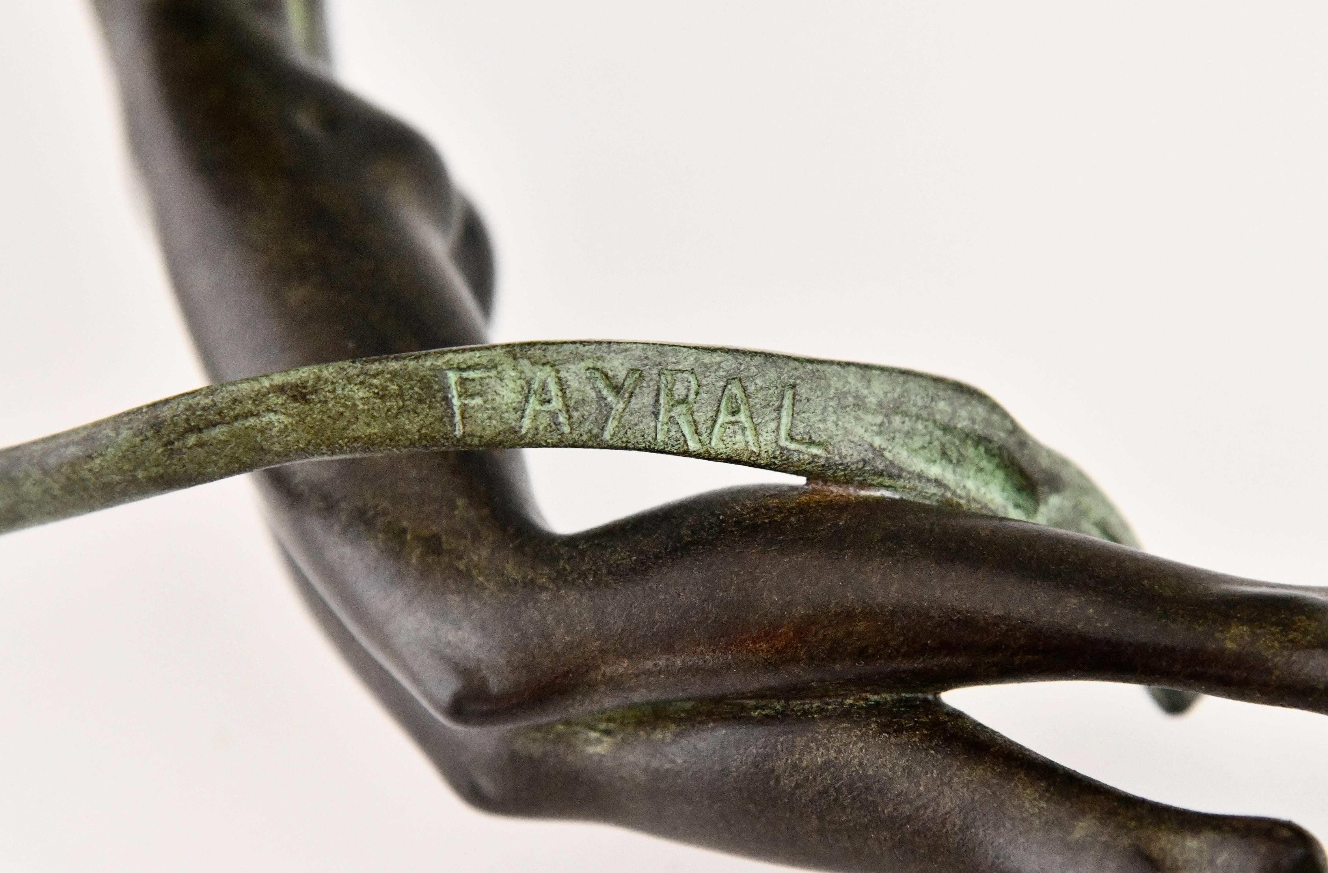 Scultura ballerina in stile Art Deco TOURBILLON di Fayral per Max Le Verrier in vendita 2