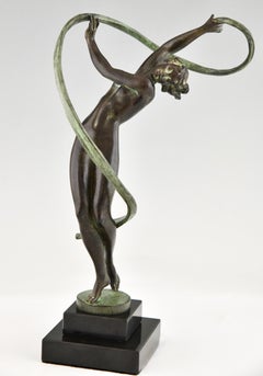 Scultura ballerina in stile Art Deco TOURBILLON di Fayral per Max Le Verrier
