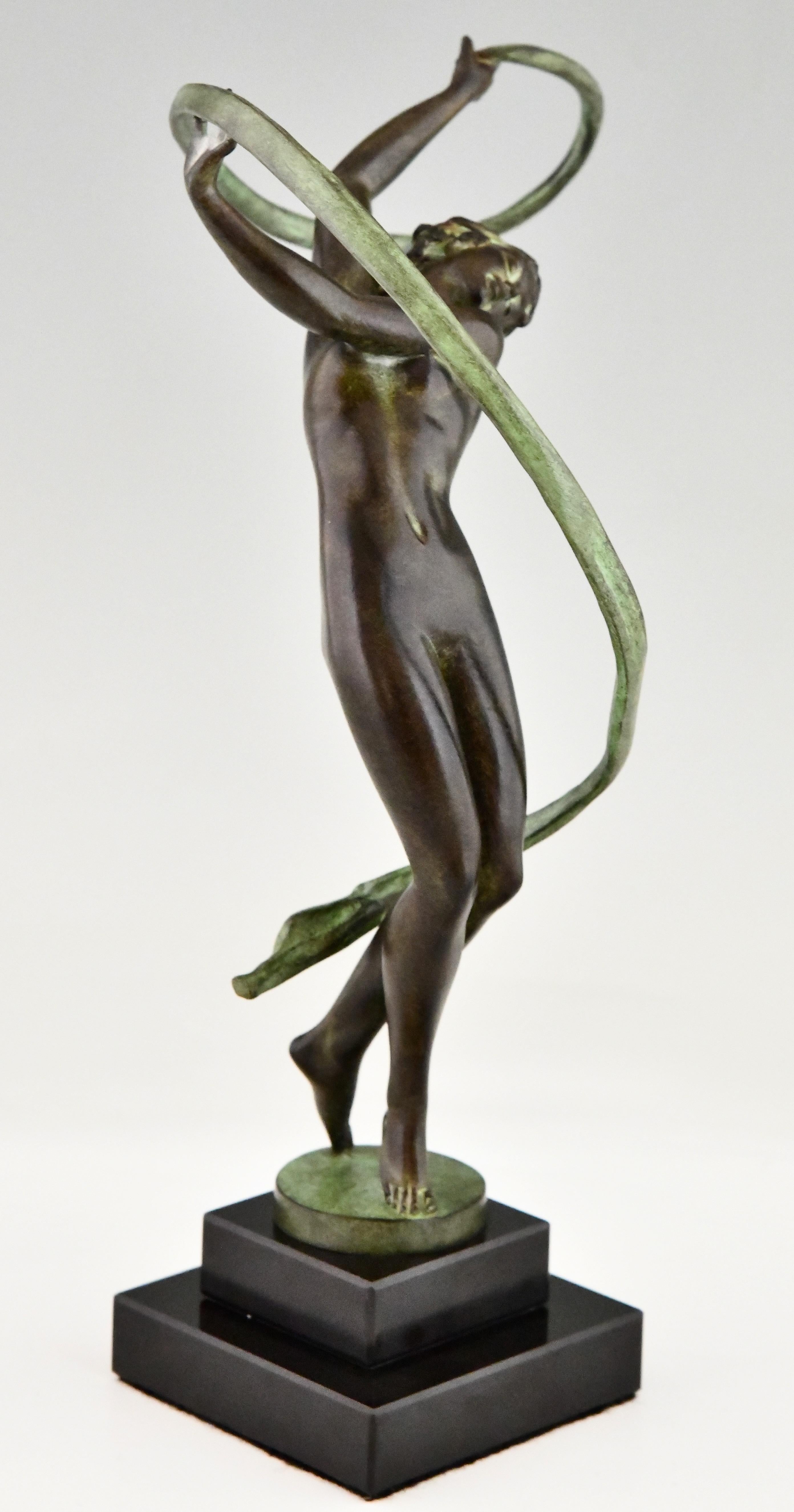 Art Déco Scultura ballerina in stile Art Deco TOURBILLON di Fayral per Max Le Verrier in vendita