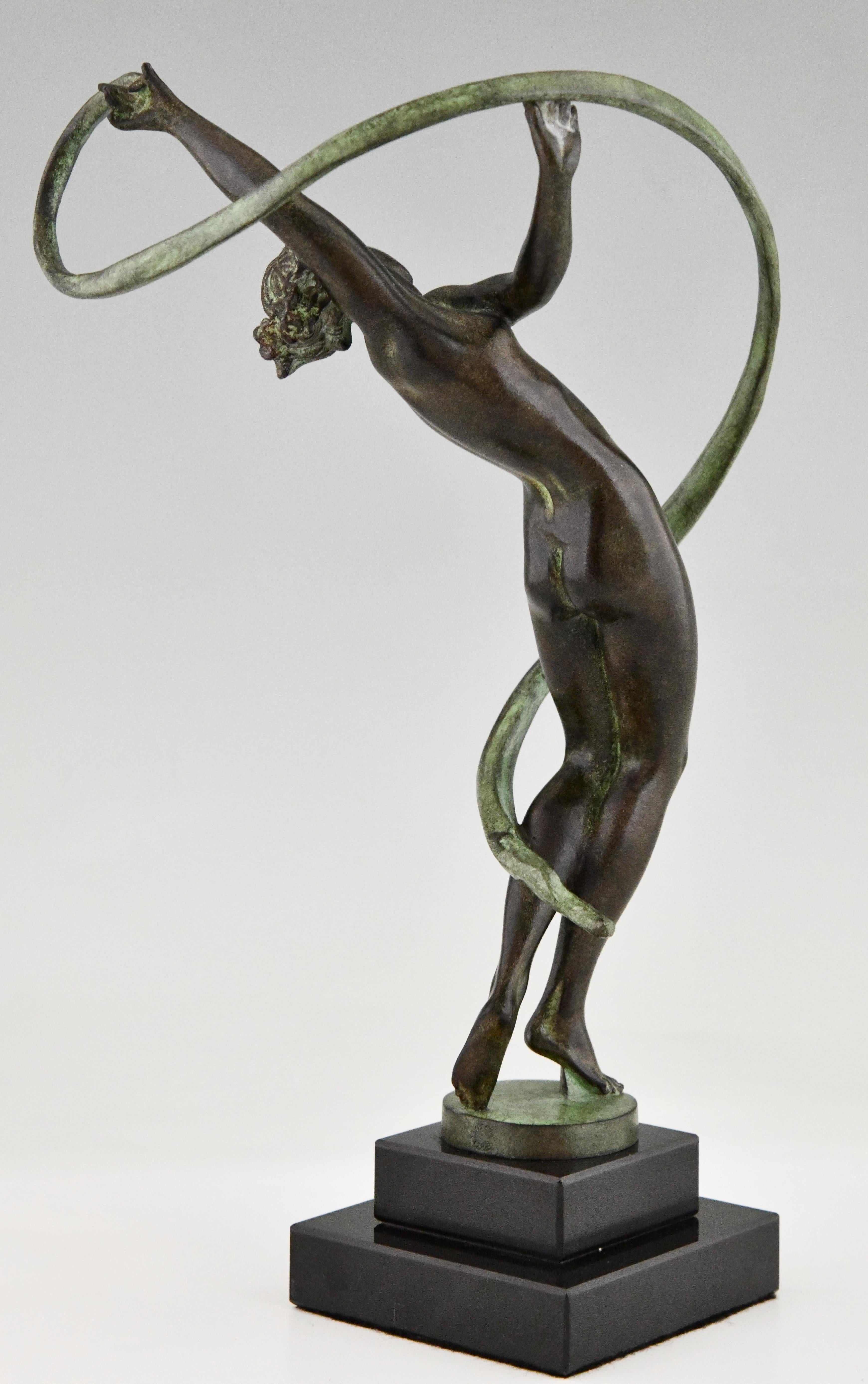 Contemporary Art Deco style sculpture dancer TOURBILLON by Fayral for Max Le Verrier For Sale