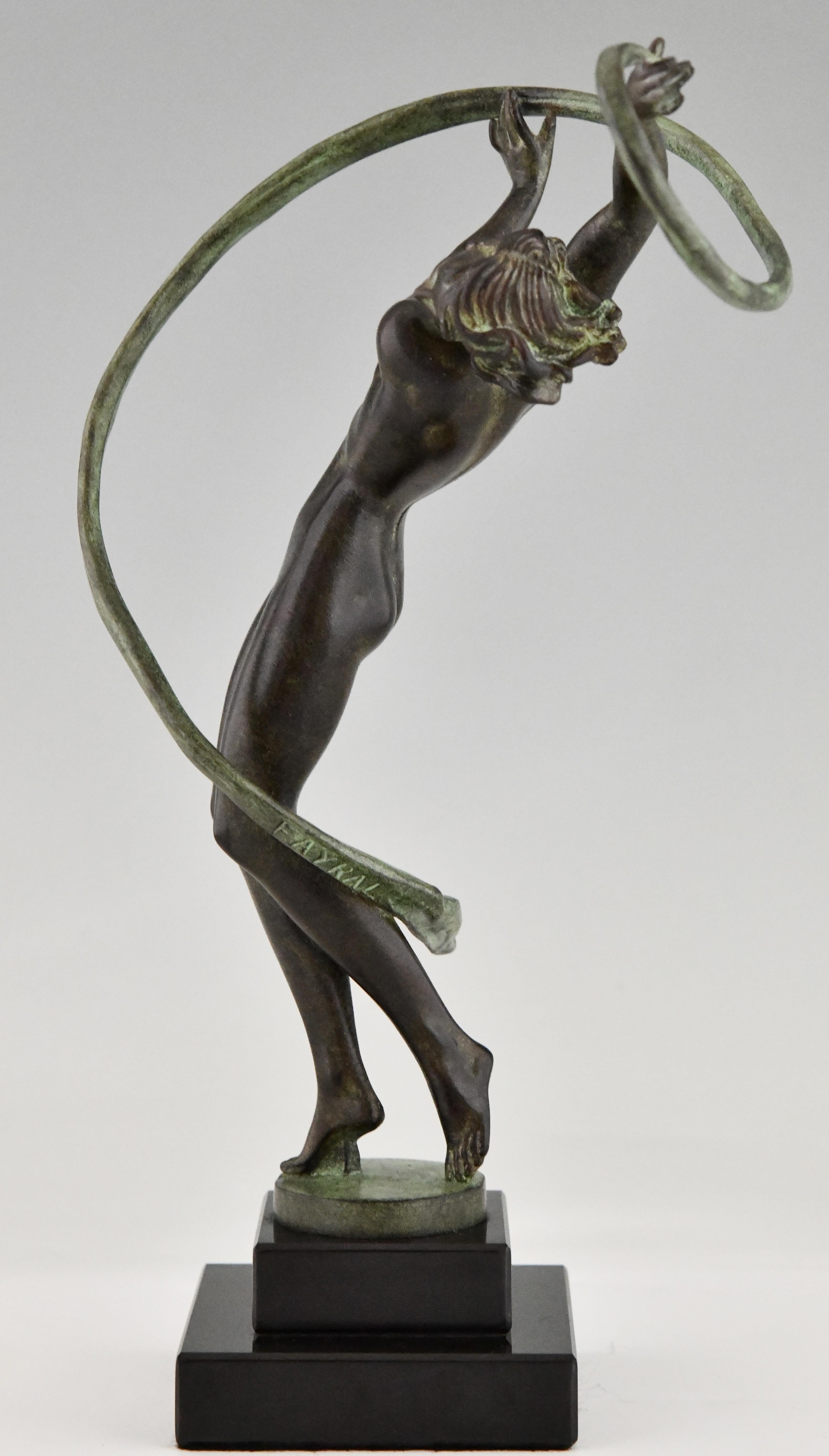 Metallo Scultura ballerina in stile Art Deco TOURBILLON di Fayral per Max Le Verrier in vendita
