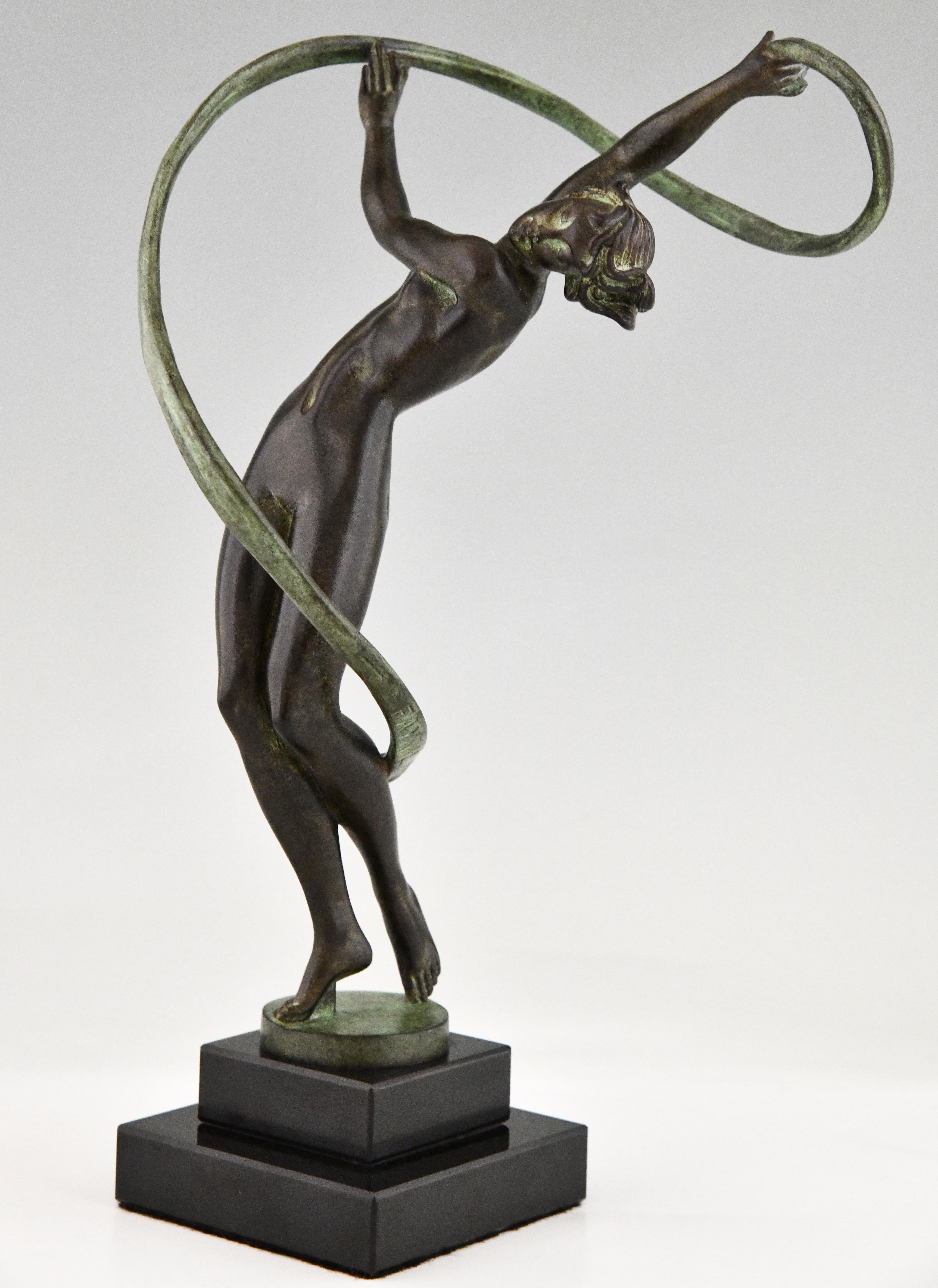 Scultura ballerina in stile Art Deco TOURBILLON di Fayral per Max Le Verrier in vendita 1
