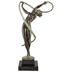 Scultura ballerina in stile Art Deco TOURBILLON di Fayral per Max Le Verrier