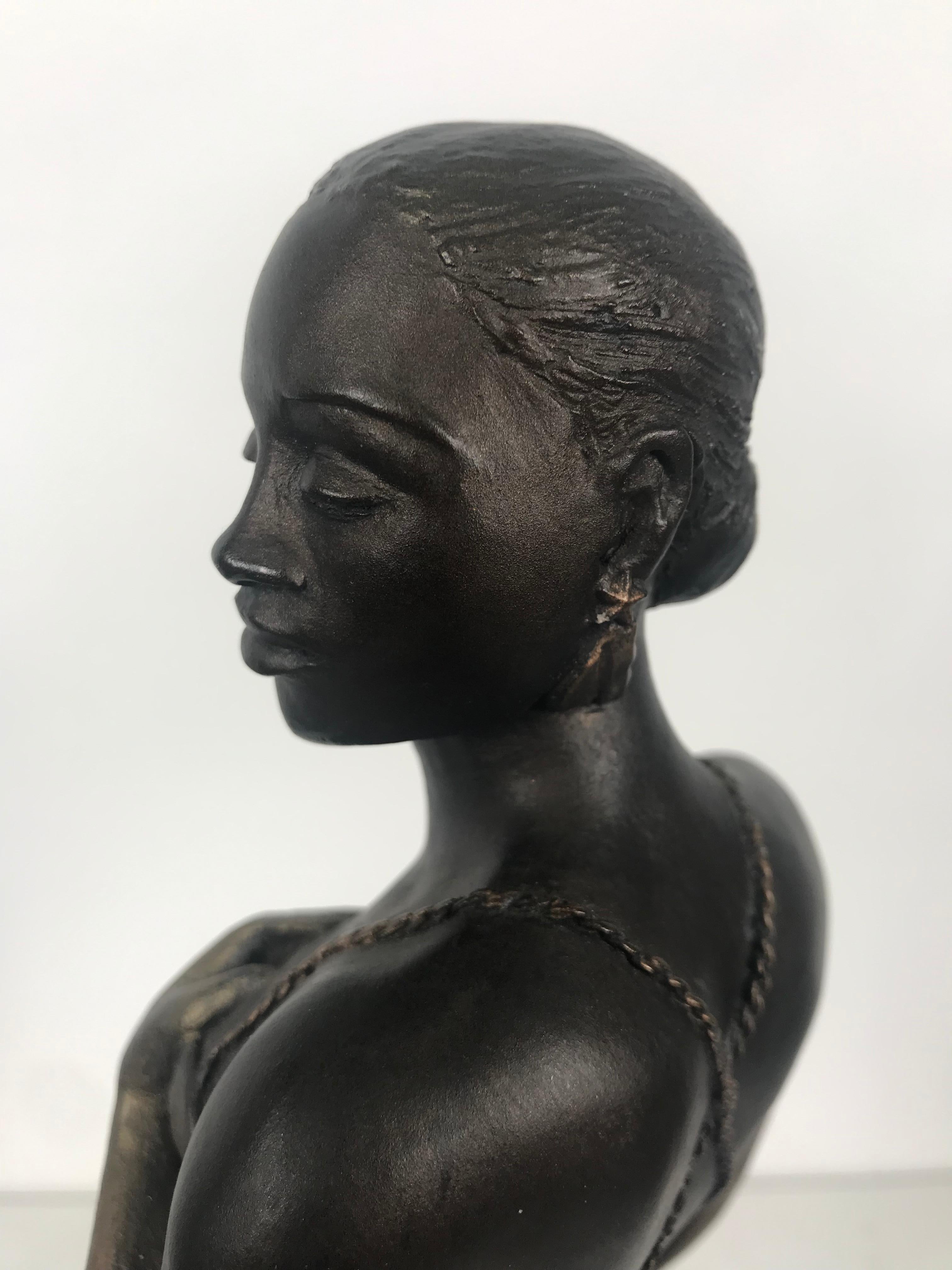 Bronzed Art Deco Style Sculpture, Ecila 'Jazz Singer' Elegant Female