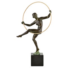 Art Deco style sculpture hoop dancer Briand Marcel Bouraine for Max le Verrier