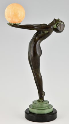 Art Deco style sculpture nude with ball LUEUR by Max le Verrier Paris