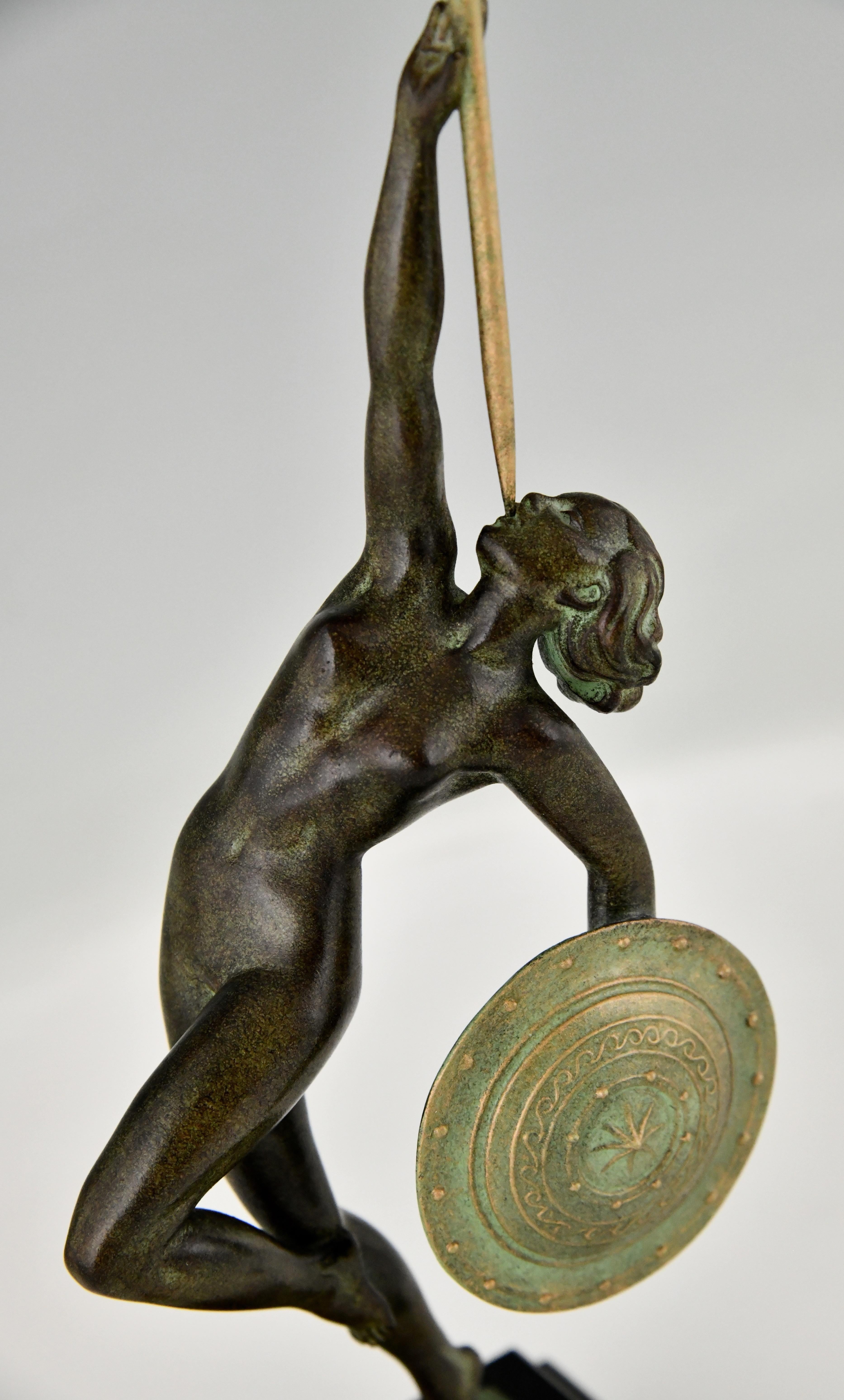 Art Deco style Sculpture Nude with Trumpet Jericho Guerbe Max Le Verrier For Sale 1
