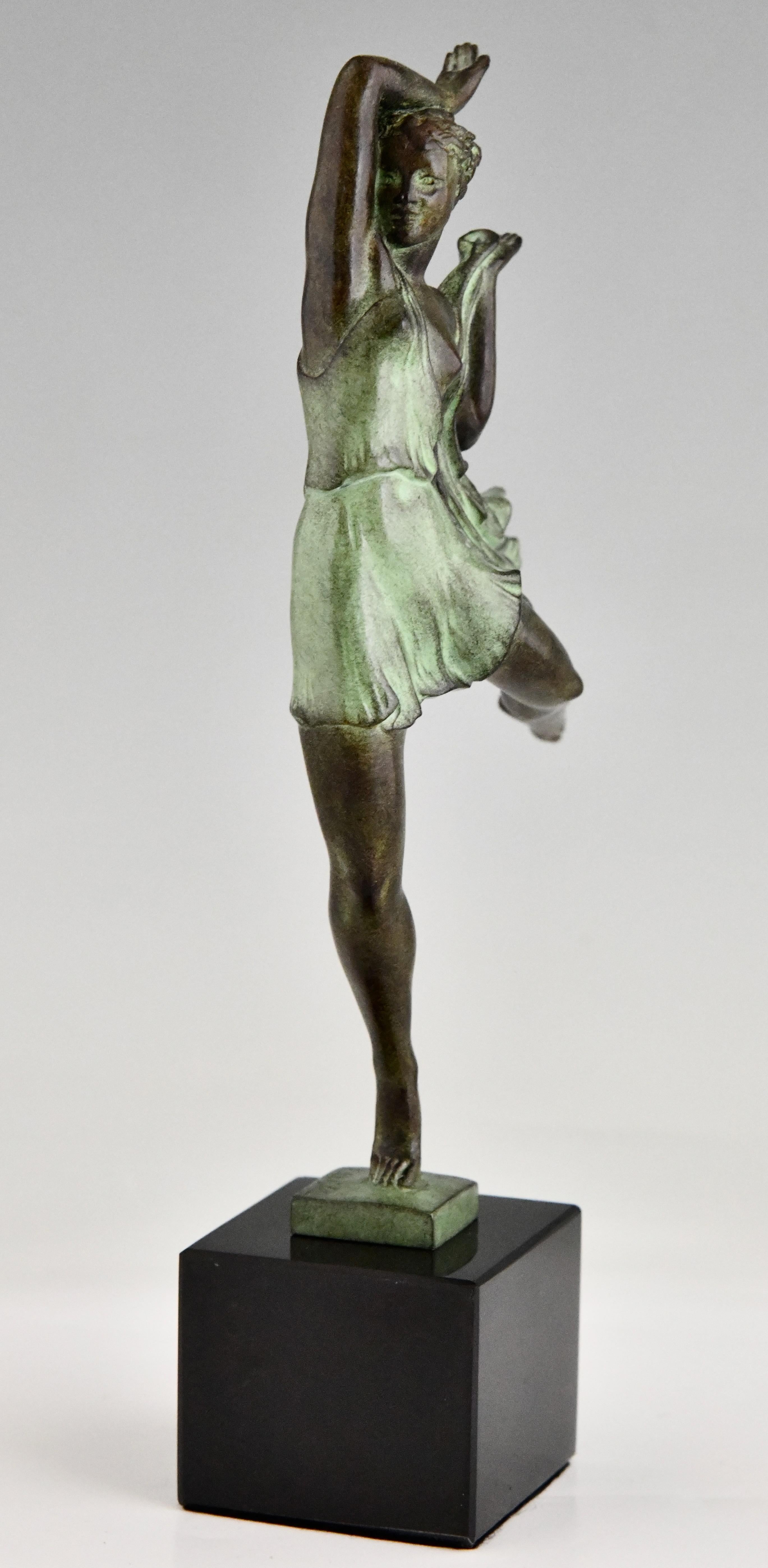 French Art Deco style sculpture of a Dancer ALLEGRESSE Fayral for Max Le Verrier  For Sale