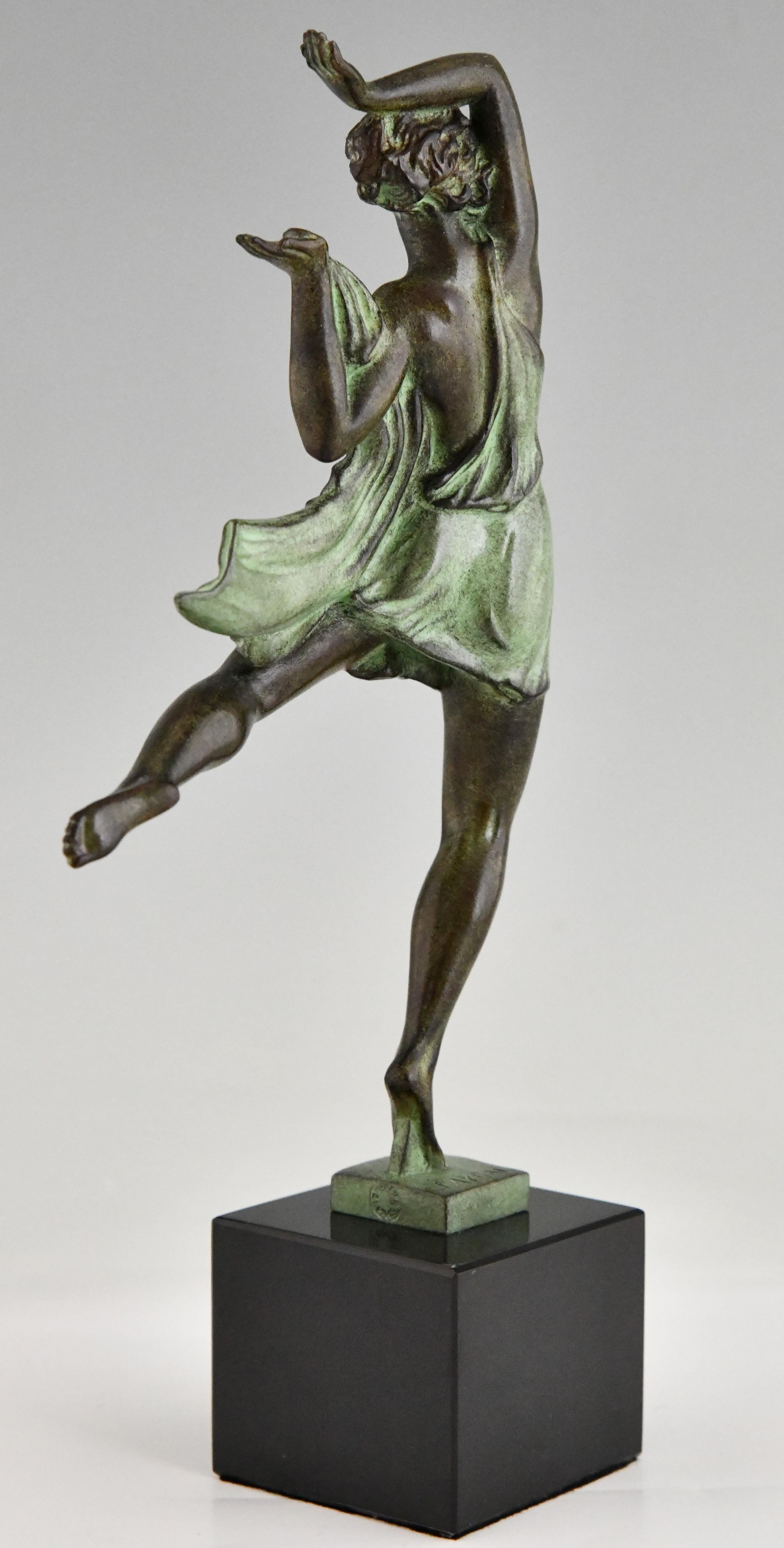 Contemporary Art Deco style sculpture of a Dancer ALLEGRESSE Fayral for Max Le Verrier  For Sale