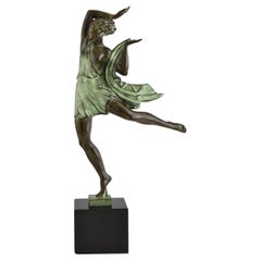 Sculpture de style Art déco d'une danseuse ALLEGRESSE Fayral pour Max Le Verrier 