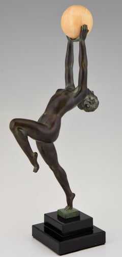 Scultura in stile Art Deco di una ballerina JEU di Max Le Verrier