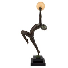 Scultura in stile Art Deco di una ballerina JEU di Max Le Verrier