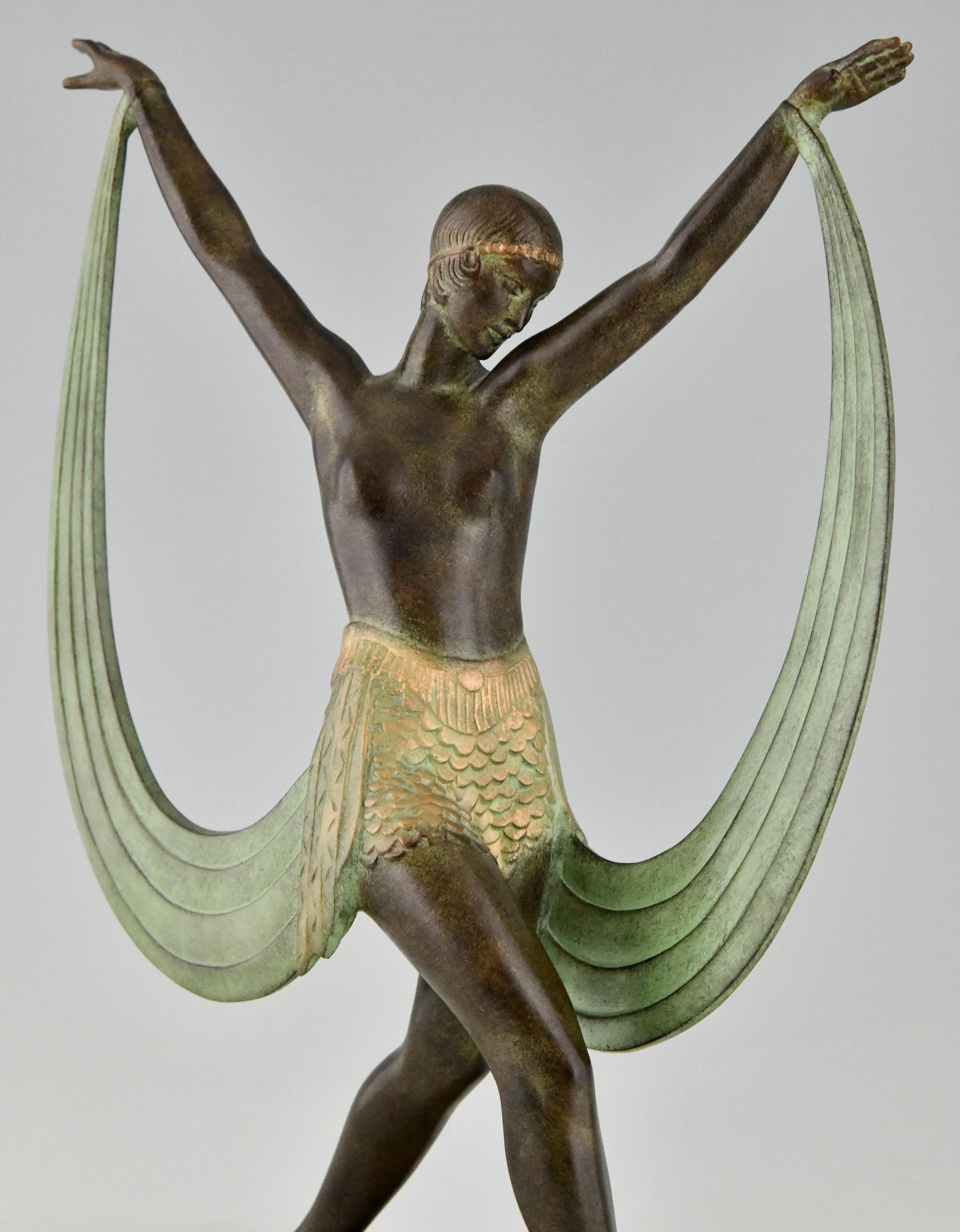 Art Deco Style Sculpture of a Dancer LYSIS Pierre Le Faguays for Max Le Verrier For Sale 3