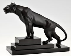 Skulptur eines PanthersJunGLE im Art-déco-Stil von Max Le Verrier, Frankreich