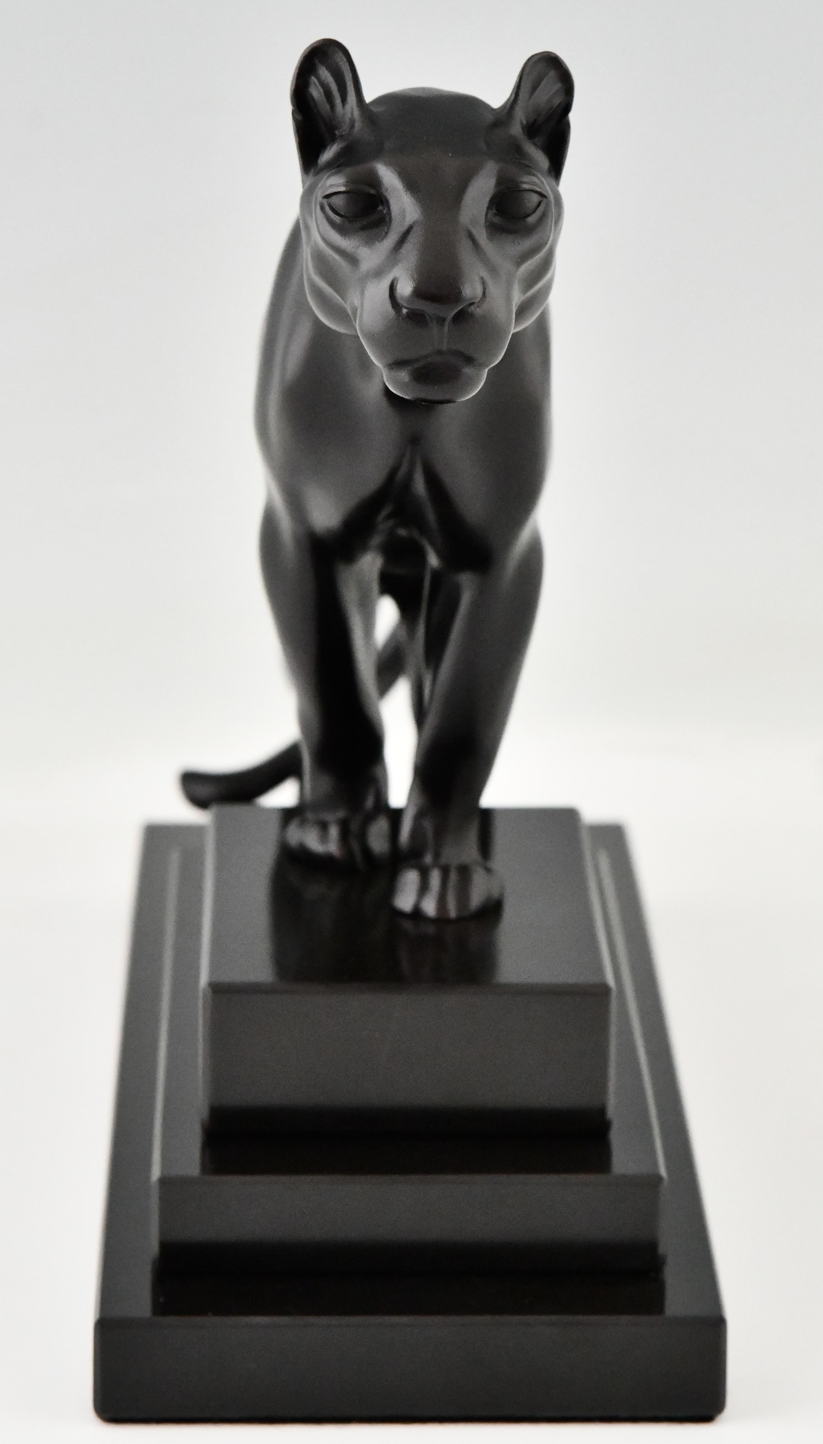 French Art Deco style Sculpture of a Panther JUNGLE by Max Le Verrier, France For Sale