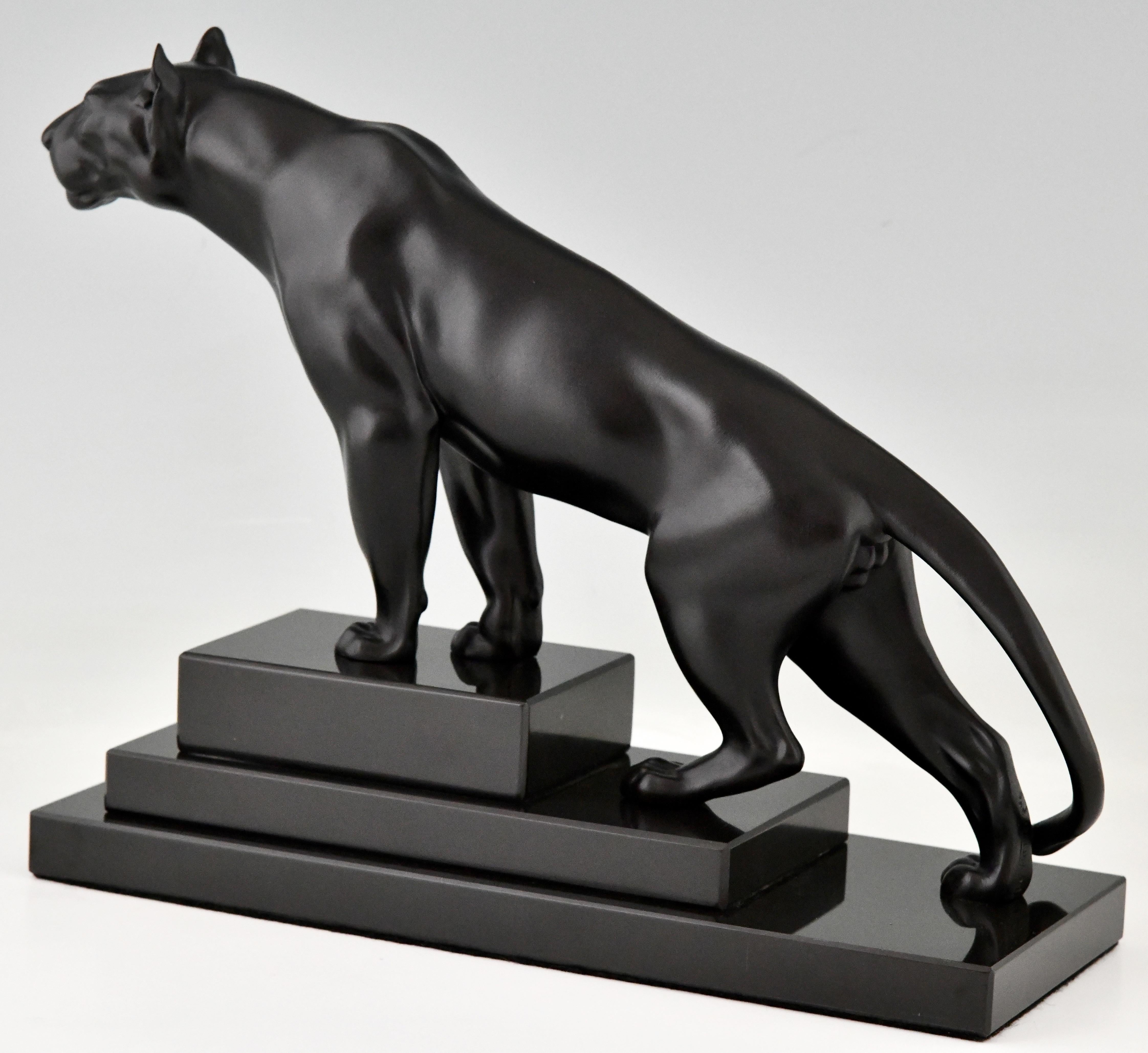Art Deco style Sculpture of a Panther JUNGLE by Max Le Verrier, France For Sale 1